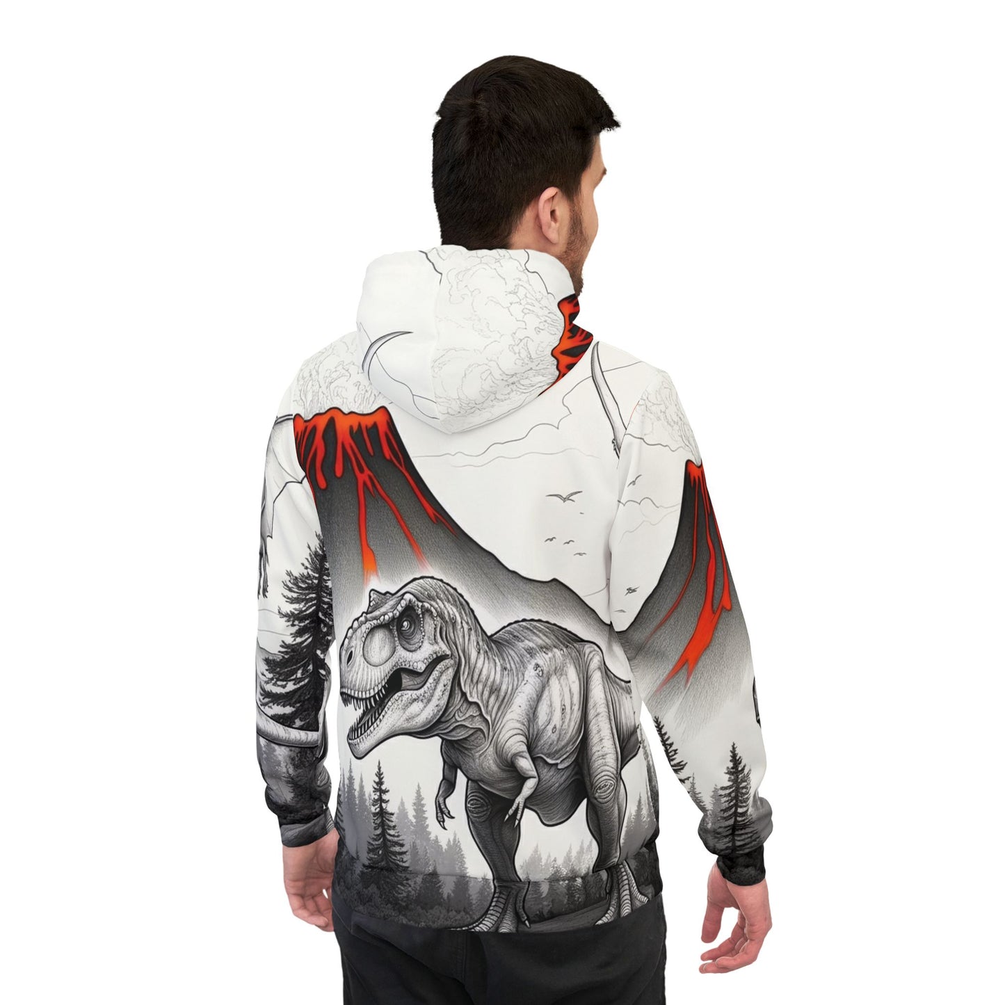 Black white and red Tyrannosaurus rex pullover hoodie adult hooded dinosaur sweatshirt for men and women