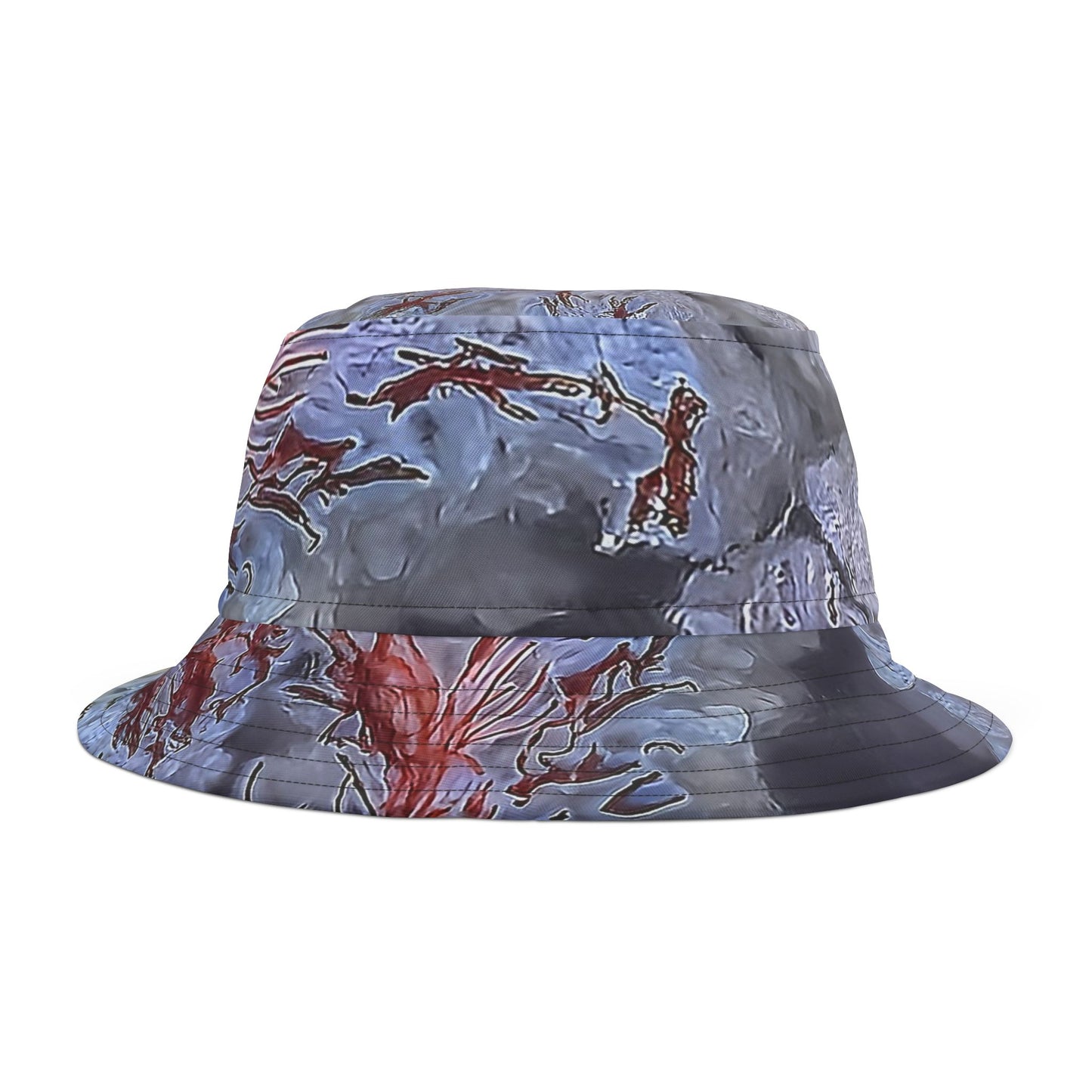 Rock Art-Inspired Floppy Bucket Hat –Scenic Moss Agate - Unique Tie-Dye Ish Design