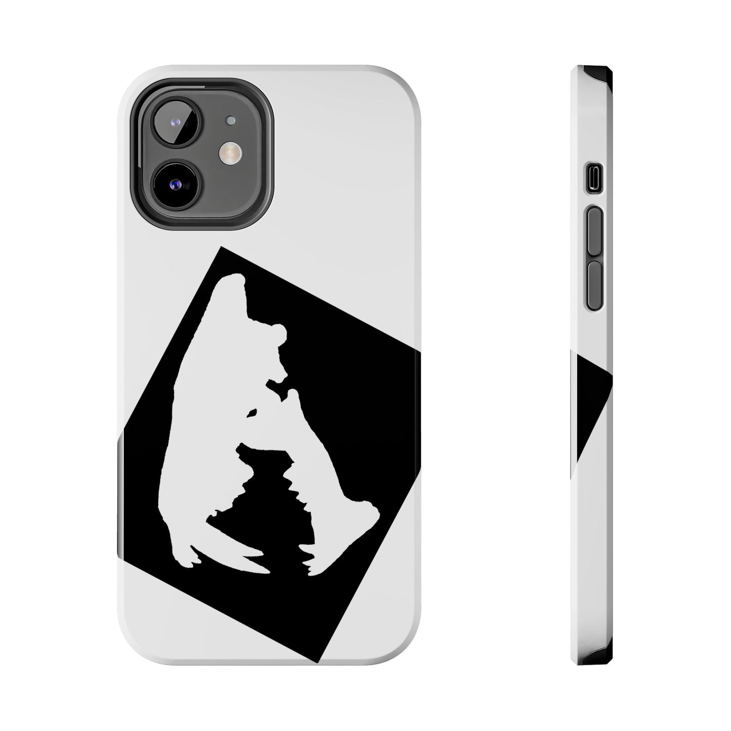 Black & White Saber Cat iPhone 12 Tough Phone Case