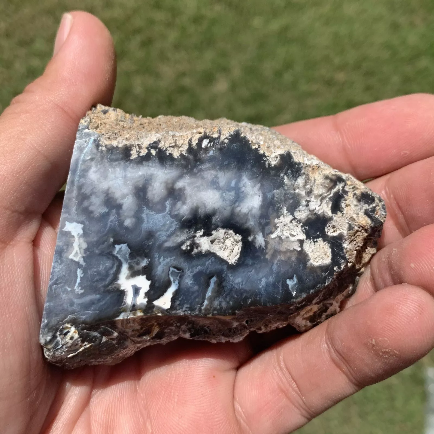 Polished Blue Plume Agate from Indonesia, Slab, Slice
