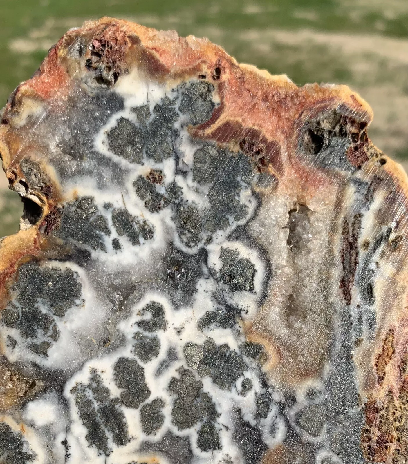Red Marcasite with Druzy from Indonesia, Slab, Slice