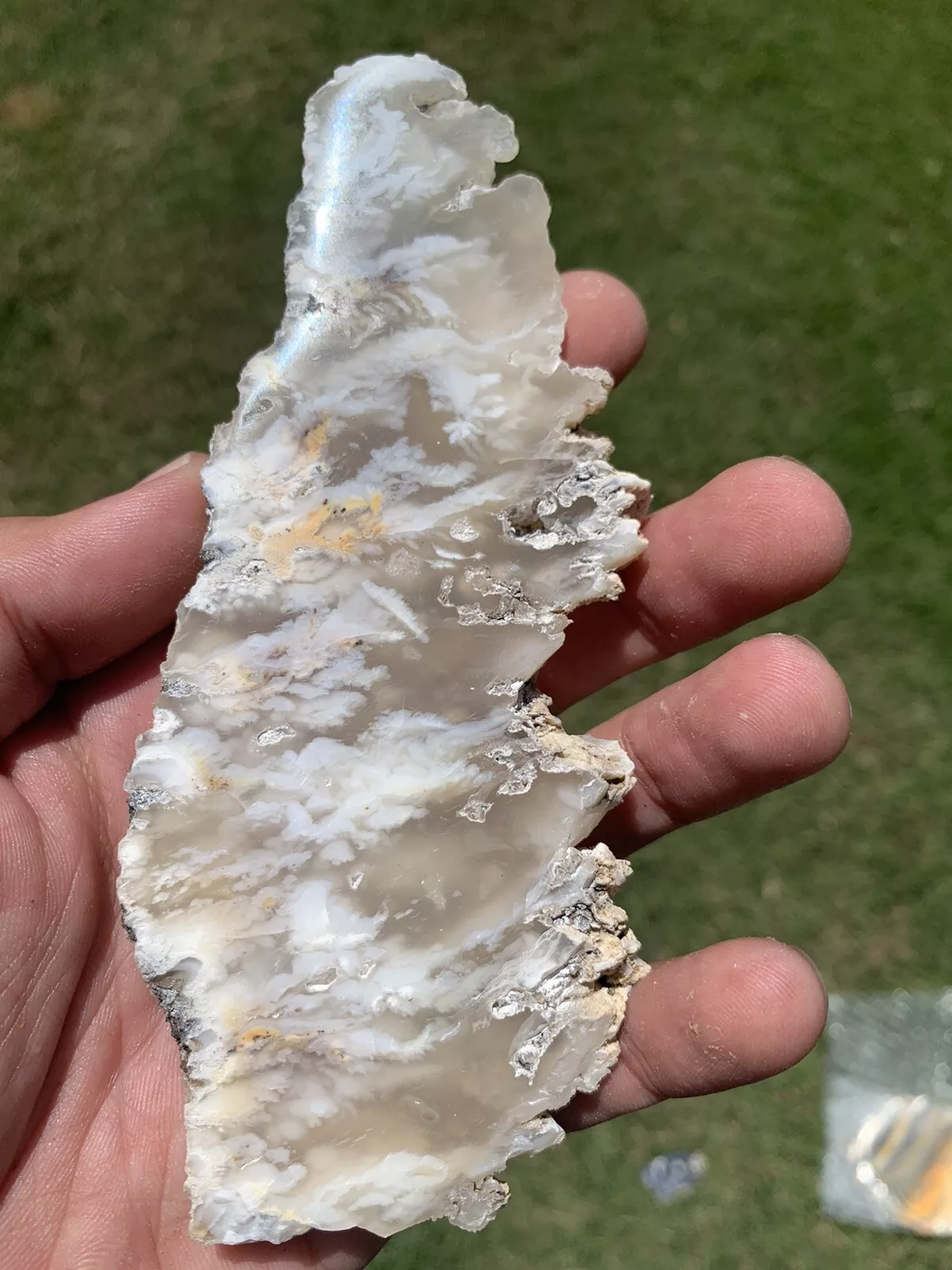 Polished White Plume Agate from Indonesia, Slab, Slice