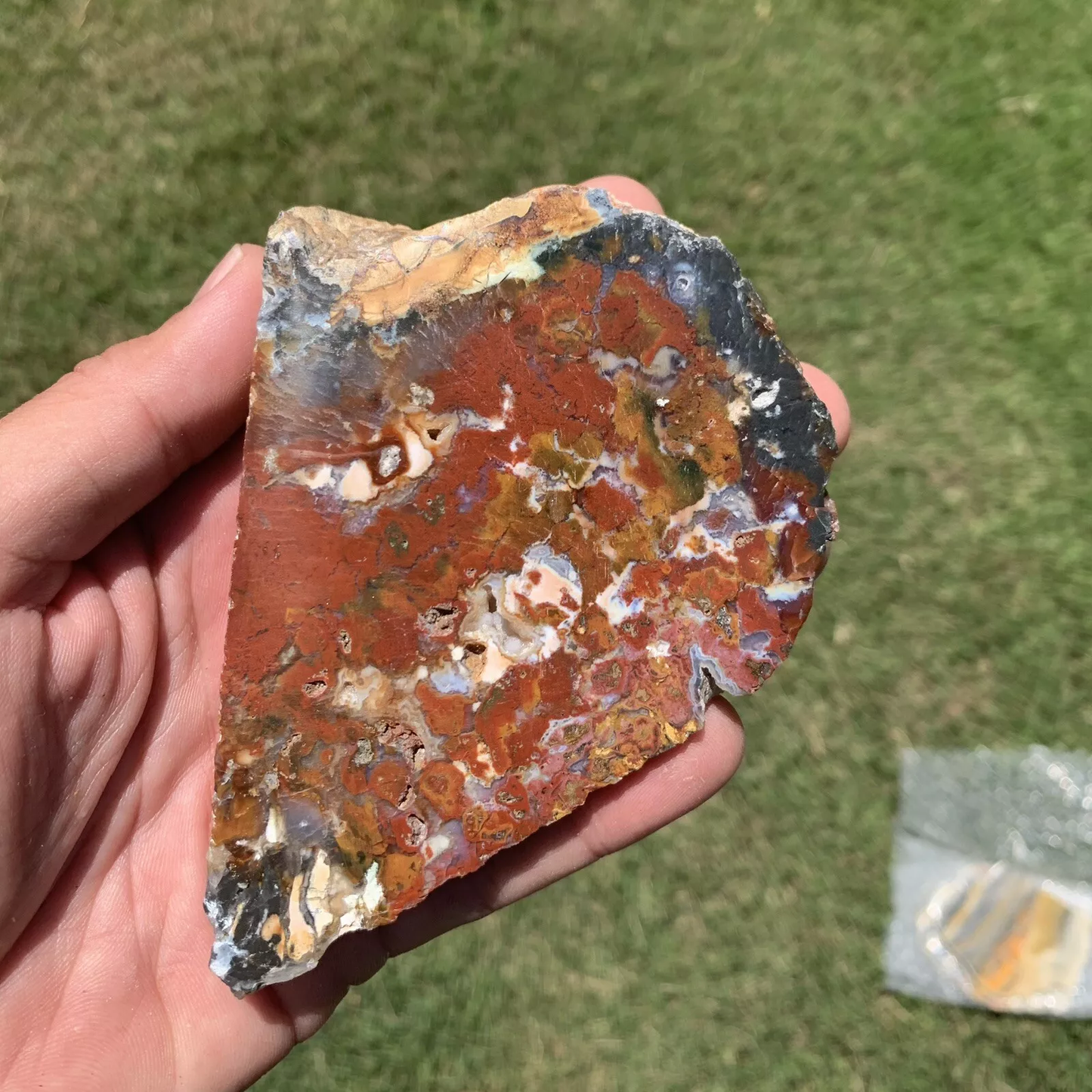 Polished Red and Blue Moss Agate from Indonesia, Slab, Slice
