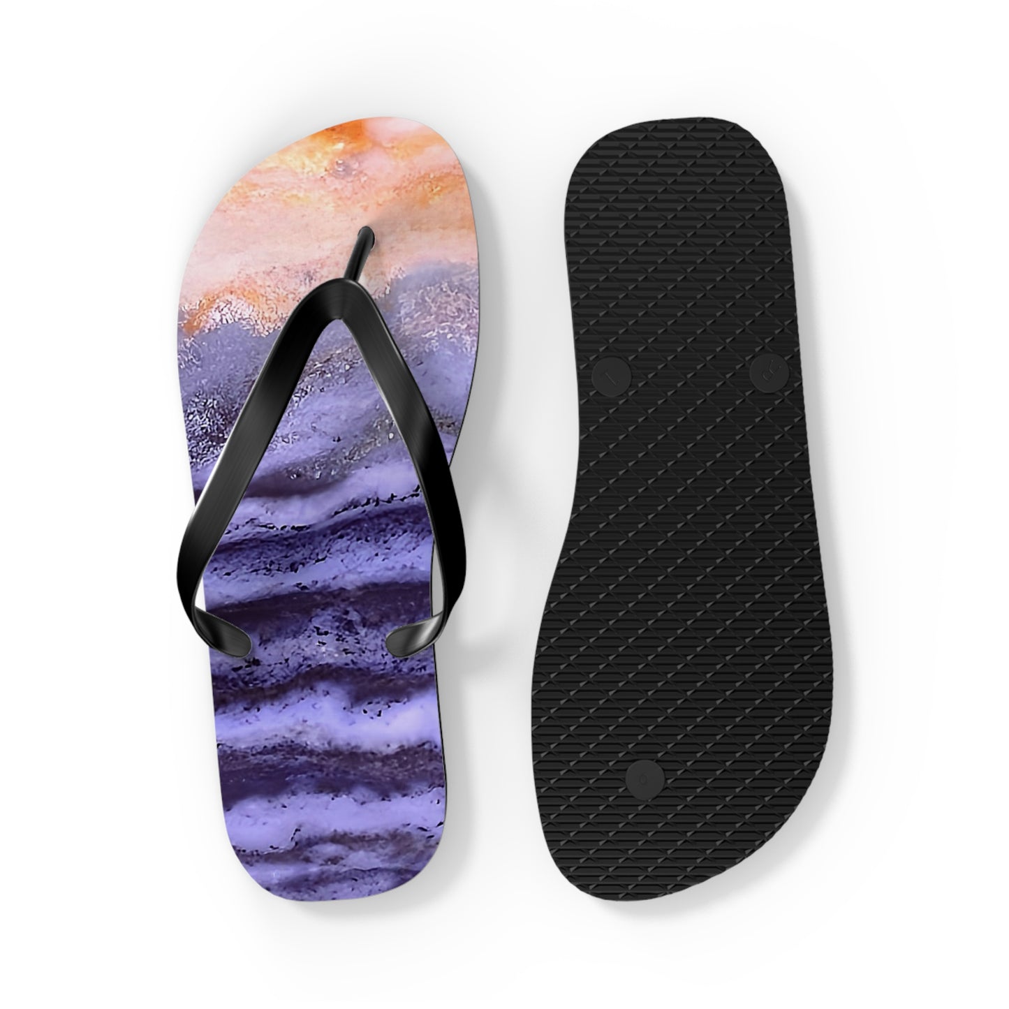 Vibrant Unisex Beachwear Flip Flops With Tie-dye Like Bog Jasper Patterns