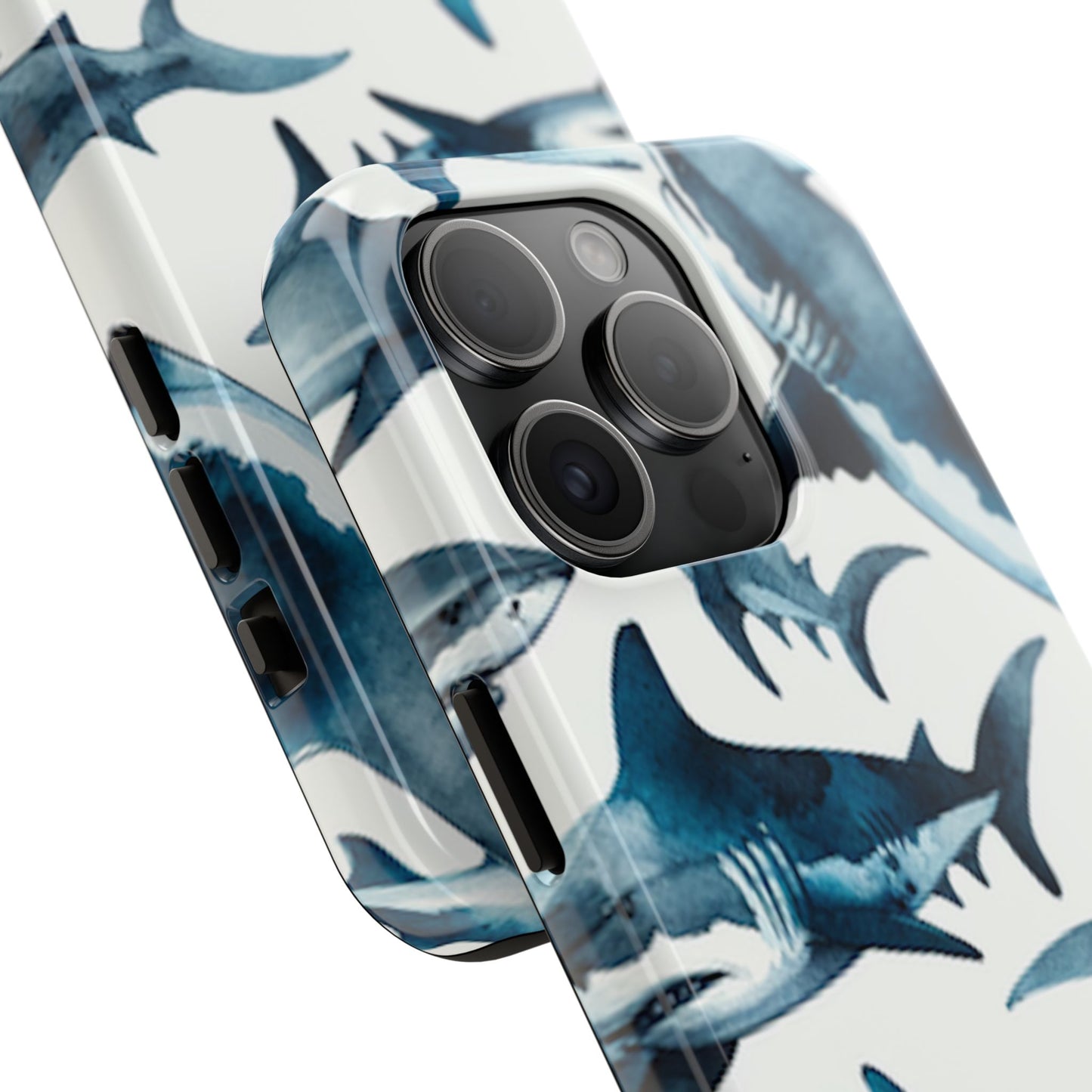 Shark Pattern iPhone 15 Tough Phone Case