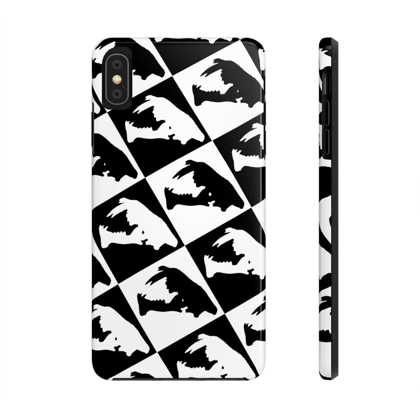 Black & White Pattern Saber Cat iPhone X Tough Phone Case