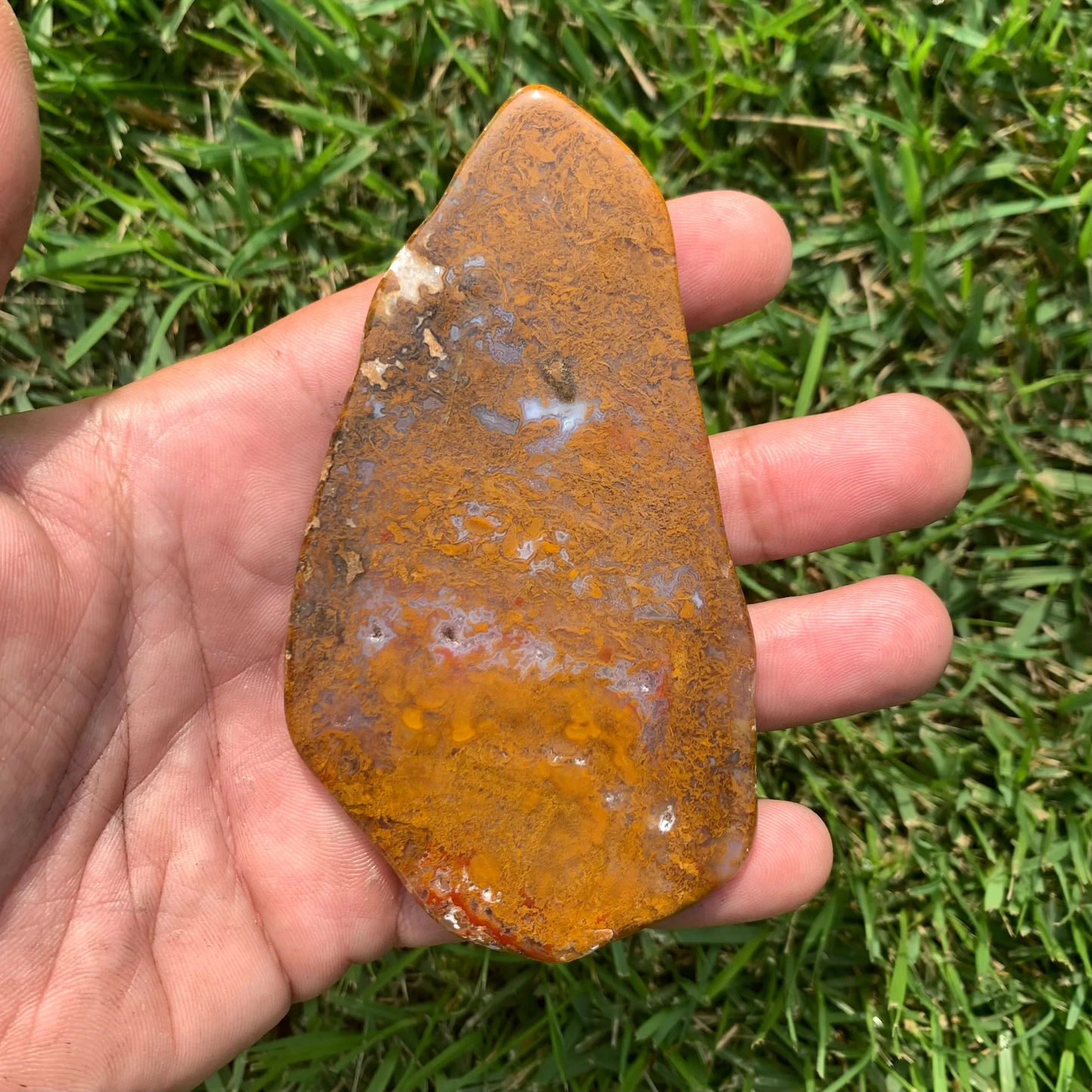 Polished Brown Moss Agate slab from Indonesia