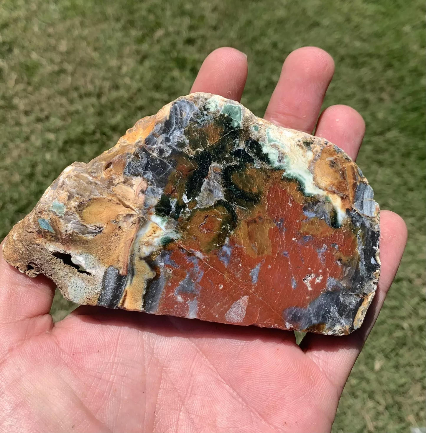 Polished Red and Green Moss Agate from Indonesia, Slab, Slice