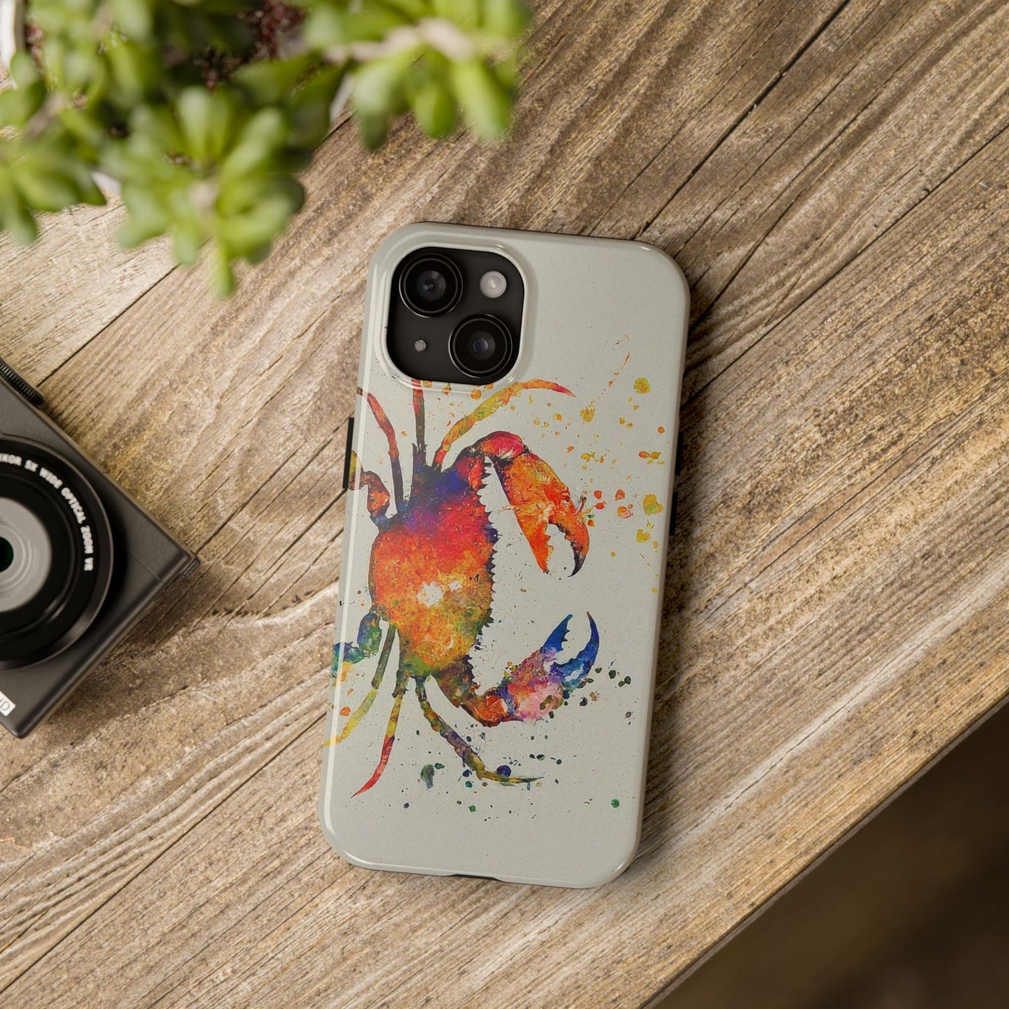 Water Color Crab iPhone 15 Tough Phone Case