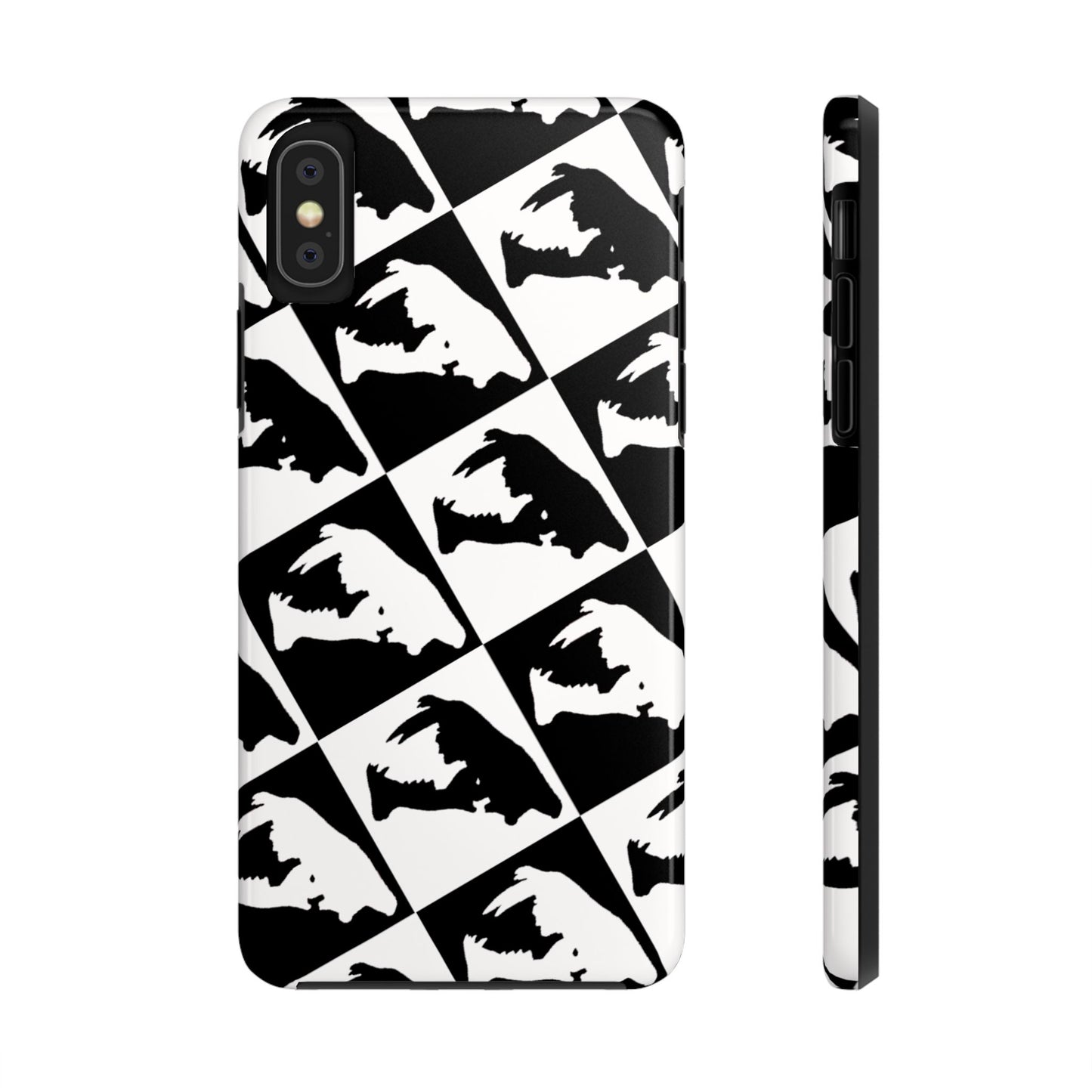 Black & White Pattern Saber Cat iPhone X Tough Phone Case