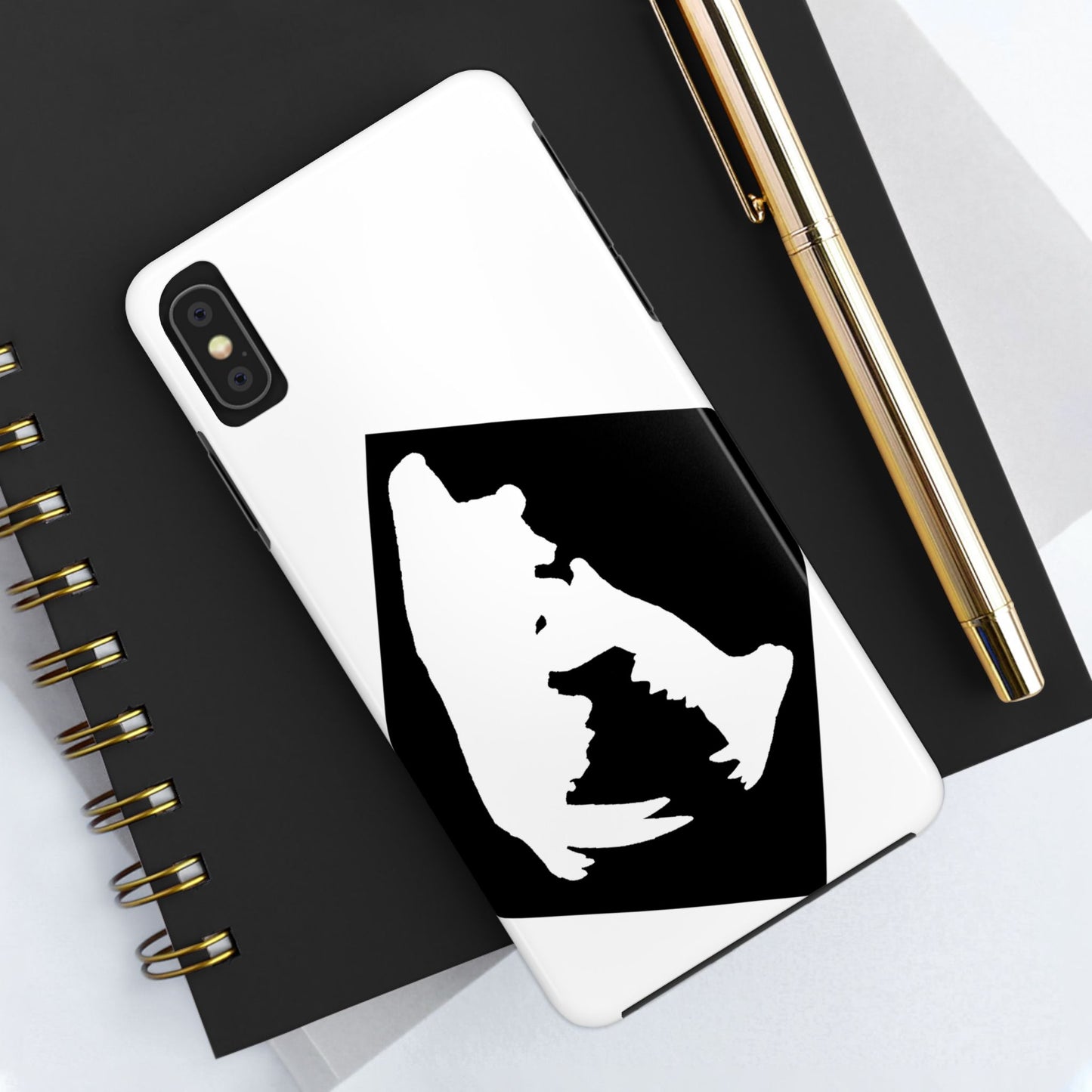 Black & White Saber Cat iPhone X Tough Phone Case