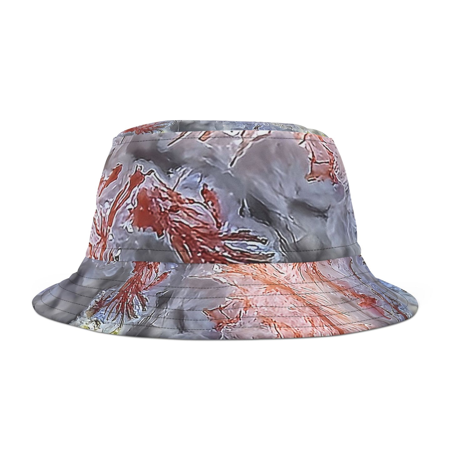 Rock Art-Inspired Floppy Bucket Hat –Scenic Moss Agate - Unique Tie-Dye Ish Design