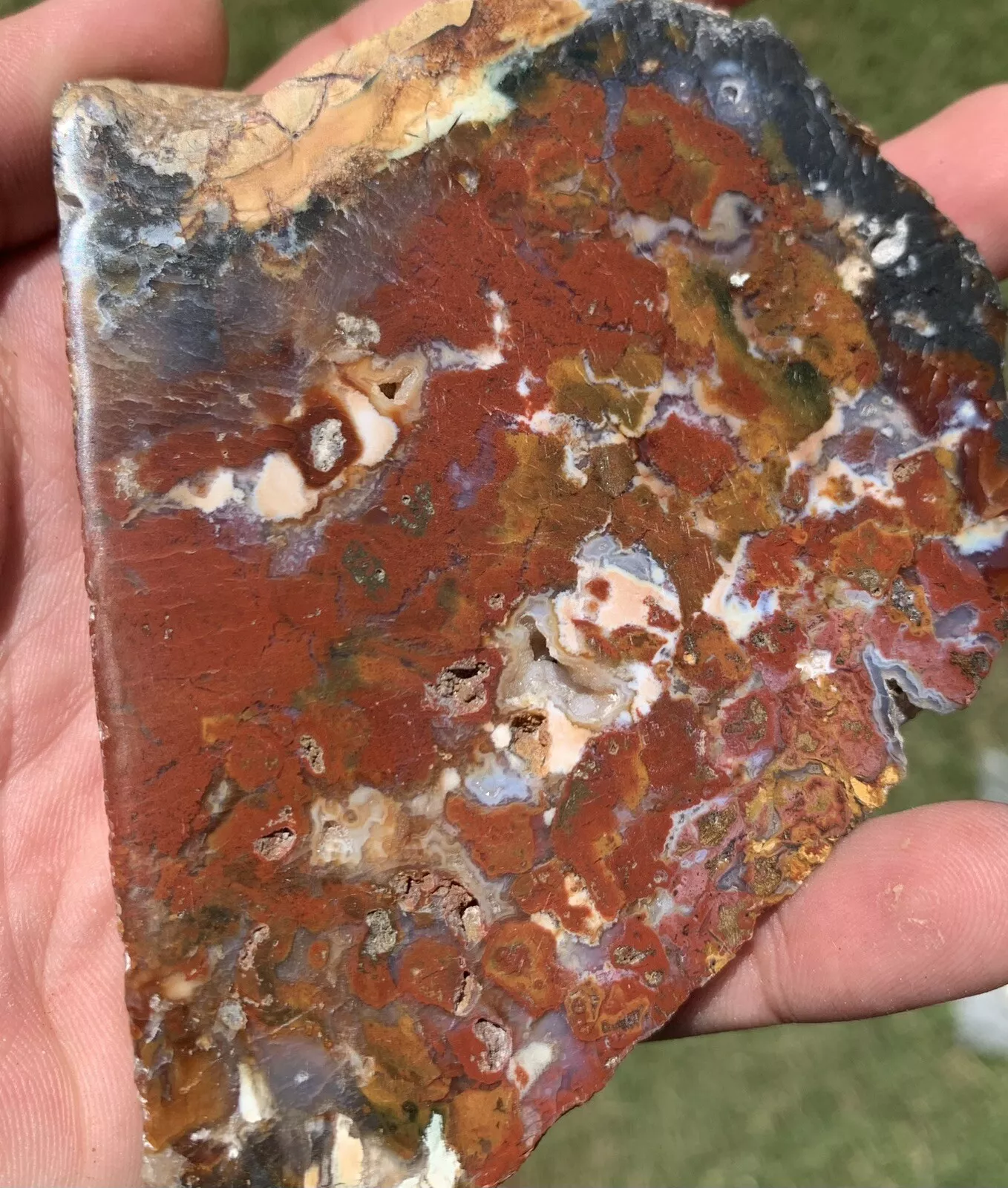 Polished Red and Blue Moss Agate from Indonesia, Slab, Slice