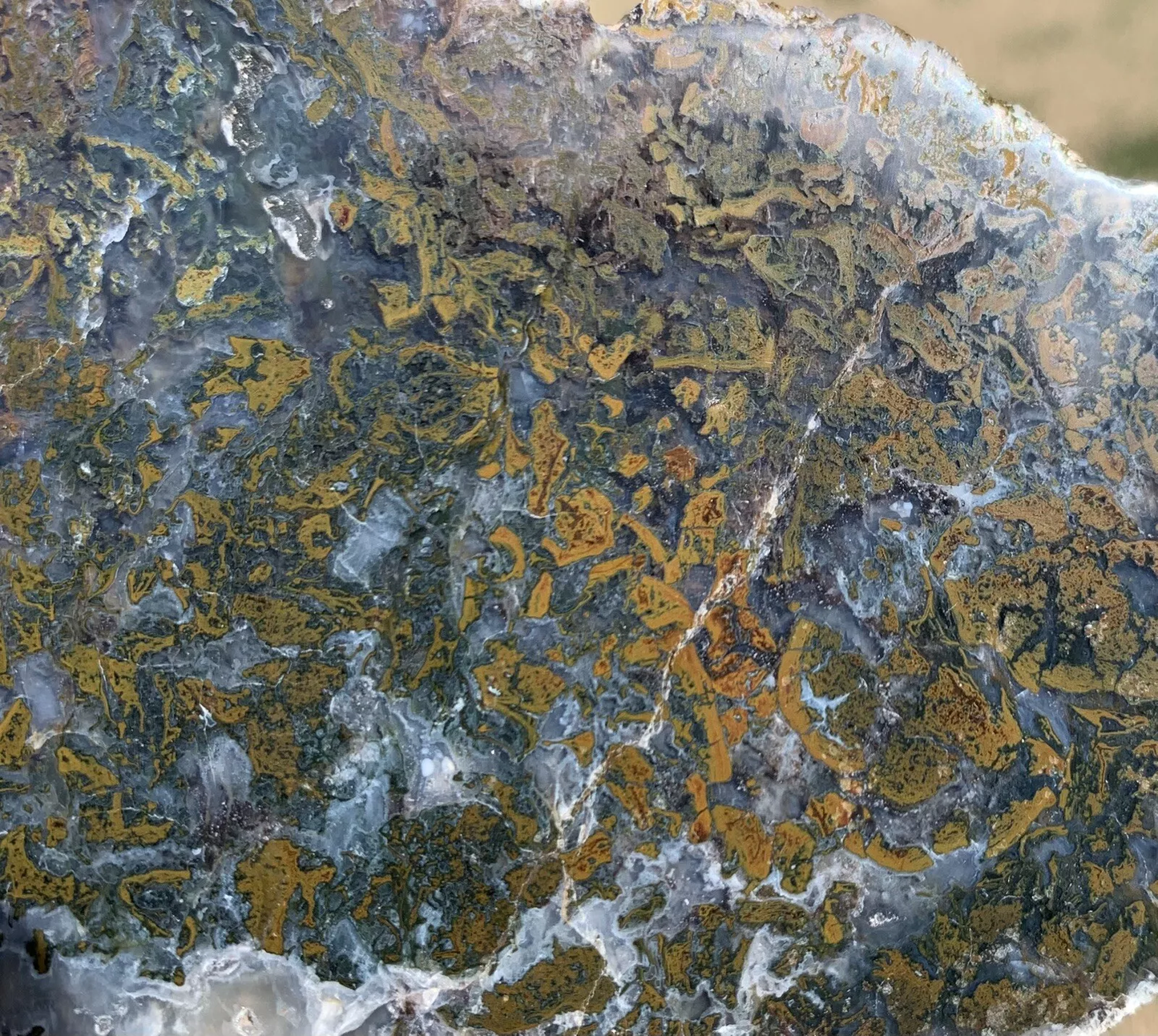 Polished Yellow Green Moss Agate from Indonesia, Slab, Slice