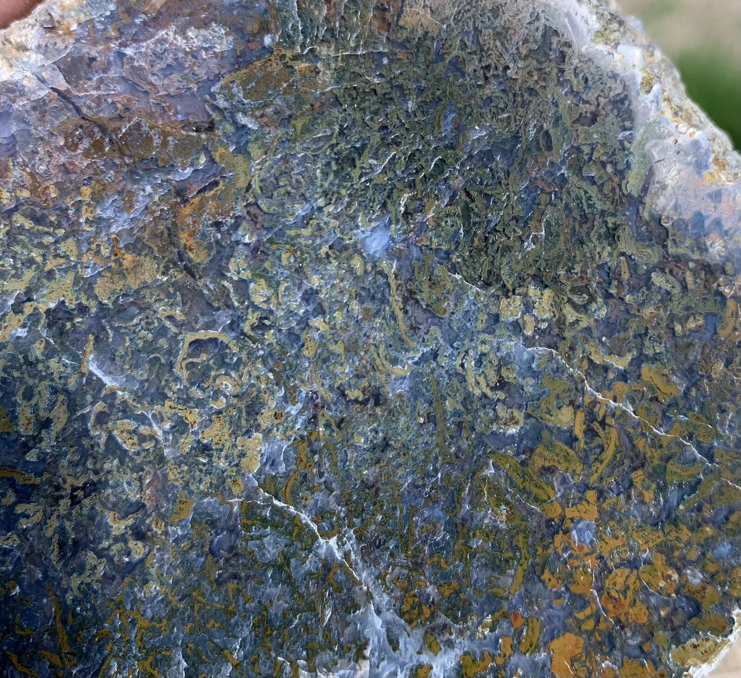 Polished Yellow Green Moss Agate from Indonesia, Slab, Slice