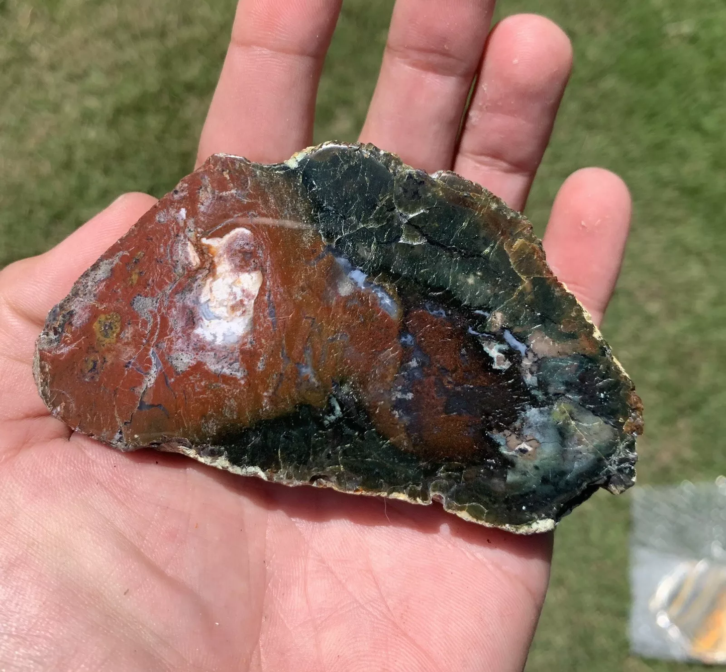 Polished Red and Blue Moss Agate from Indonesia, Slab, Slice
