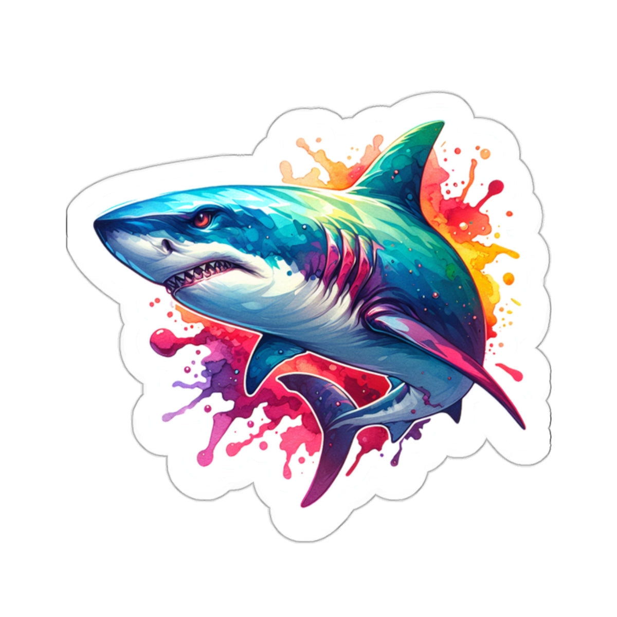 Colorful Great White Shark Sticker