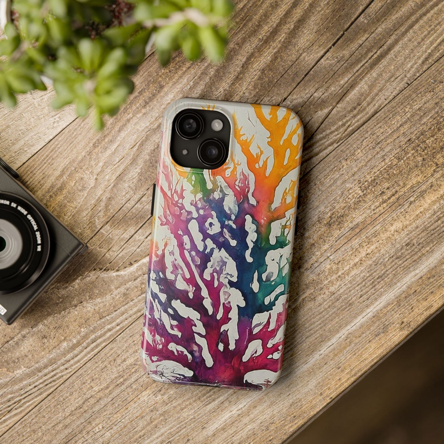 Water color Coral iPhone 15 Tough Phone Case