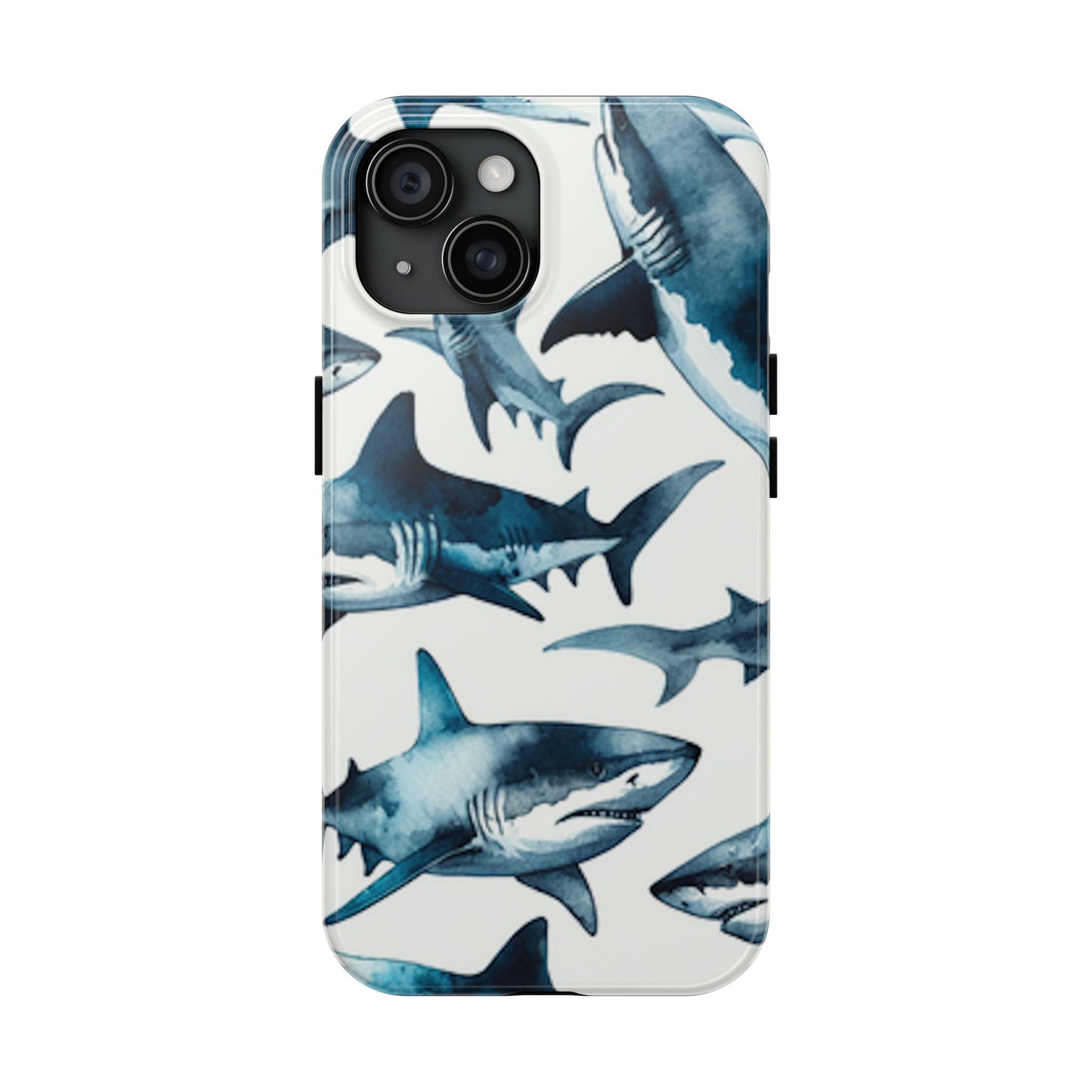 Shark Pattern iPhone 15 Tough Phone Case
