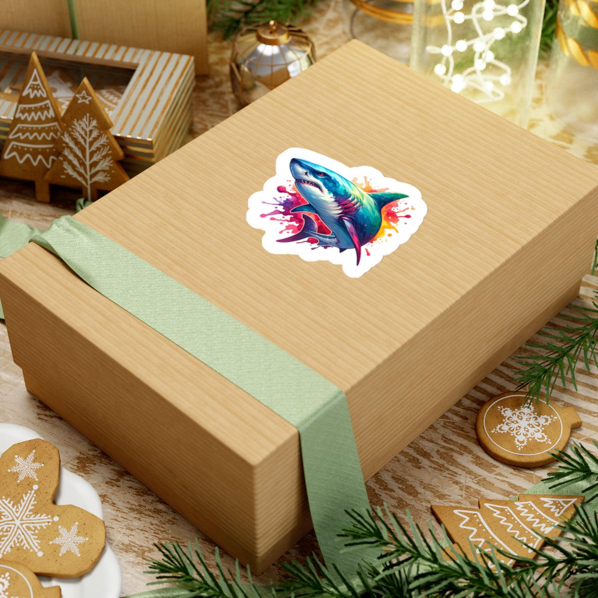 Colorful Great White Shark Sticker