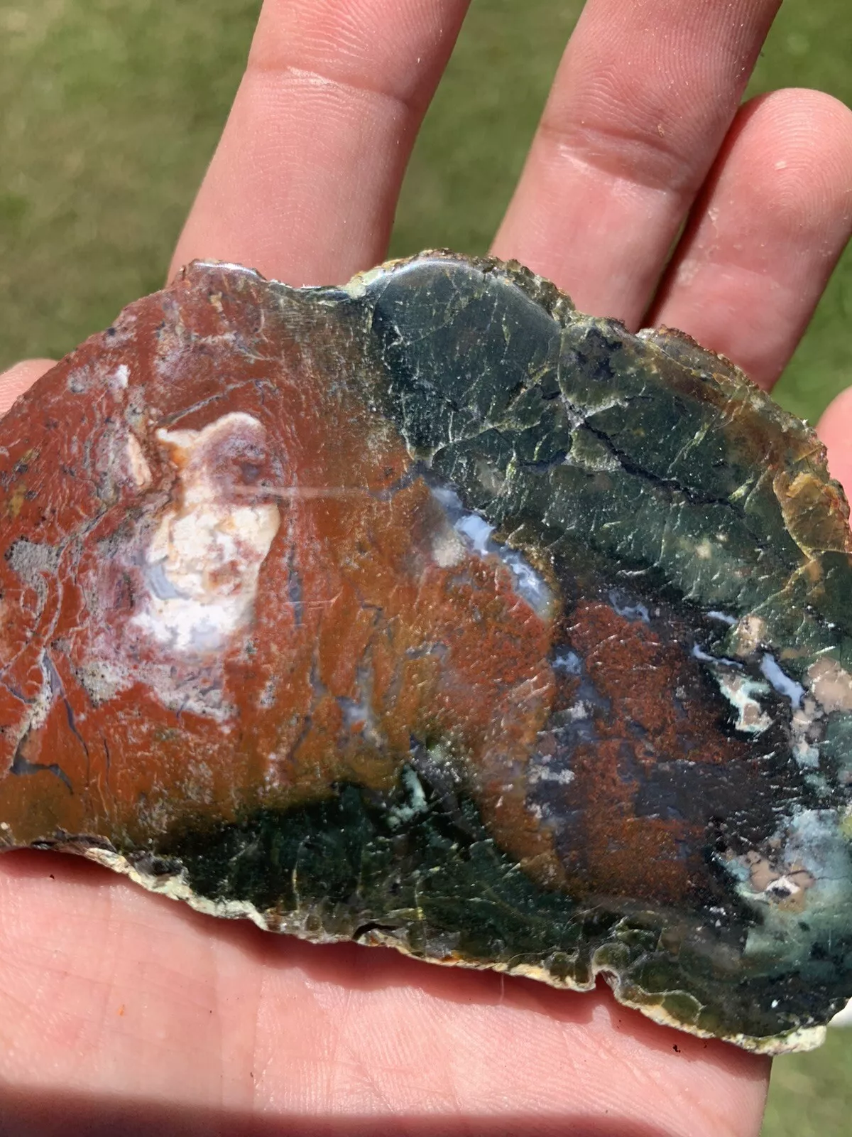 Polished Red and Blue Moss Agate from Indonesia, Slab, Slice