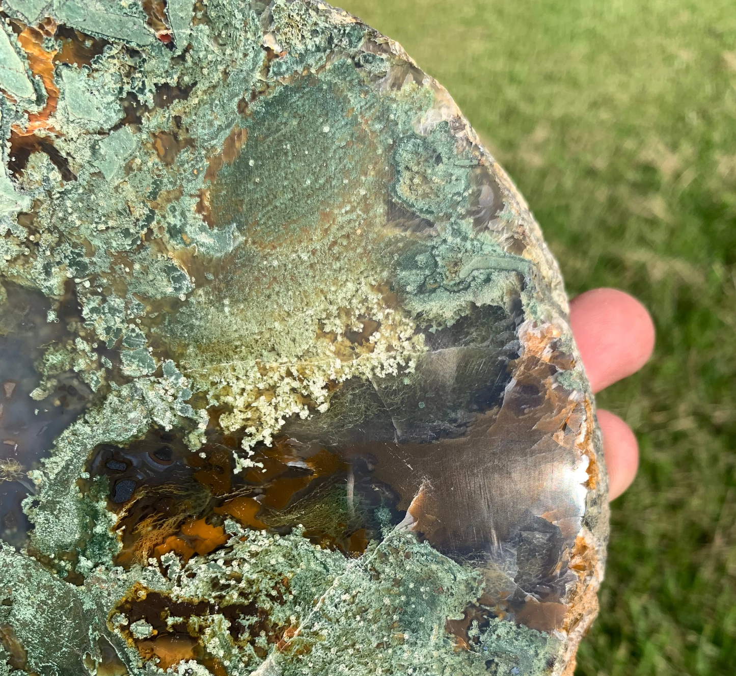 Polished Moss Agate slab from Indonesia