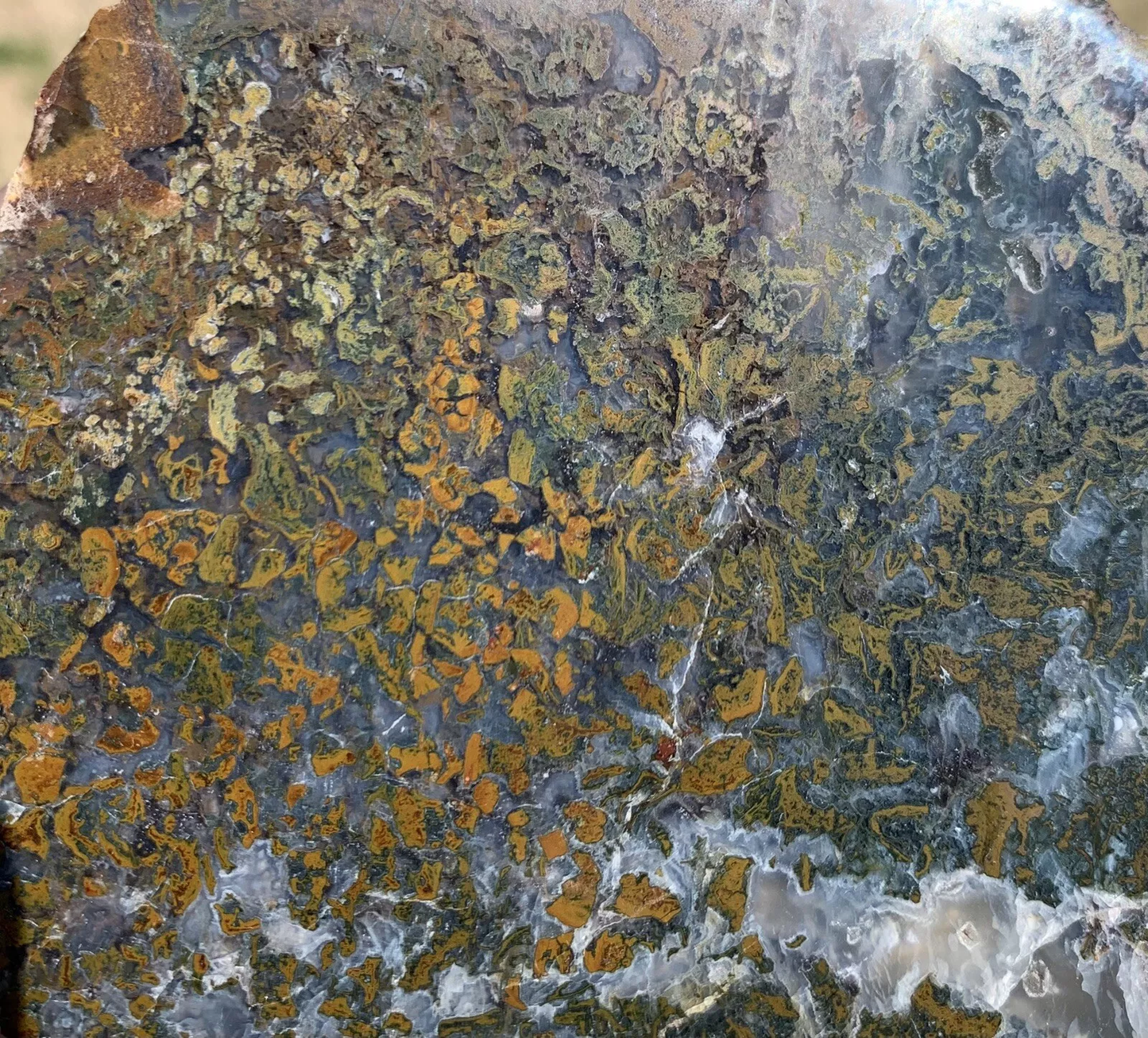 Polished Yellow Green Moss Agate from Indonesia, Slab, Slice