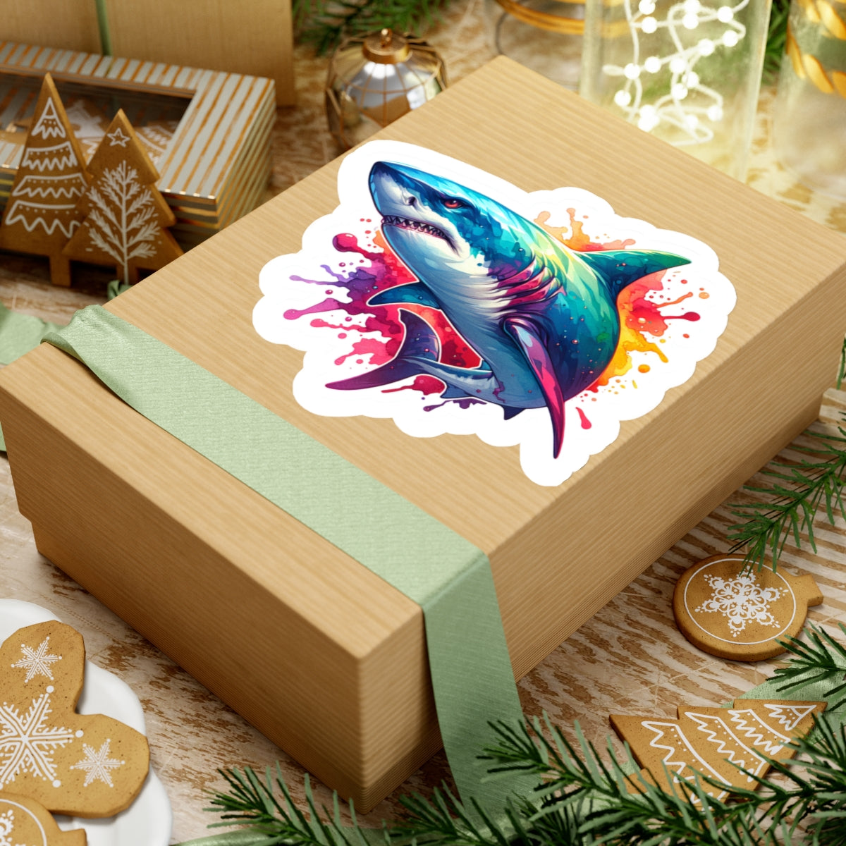 Colorful Great White Shark Sticker