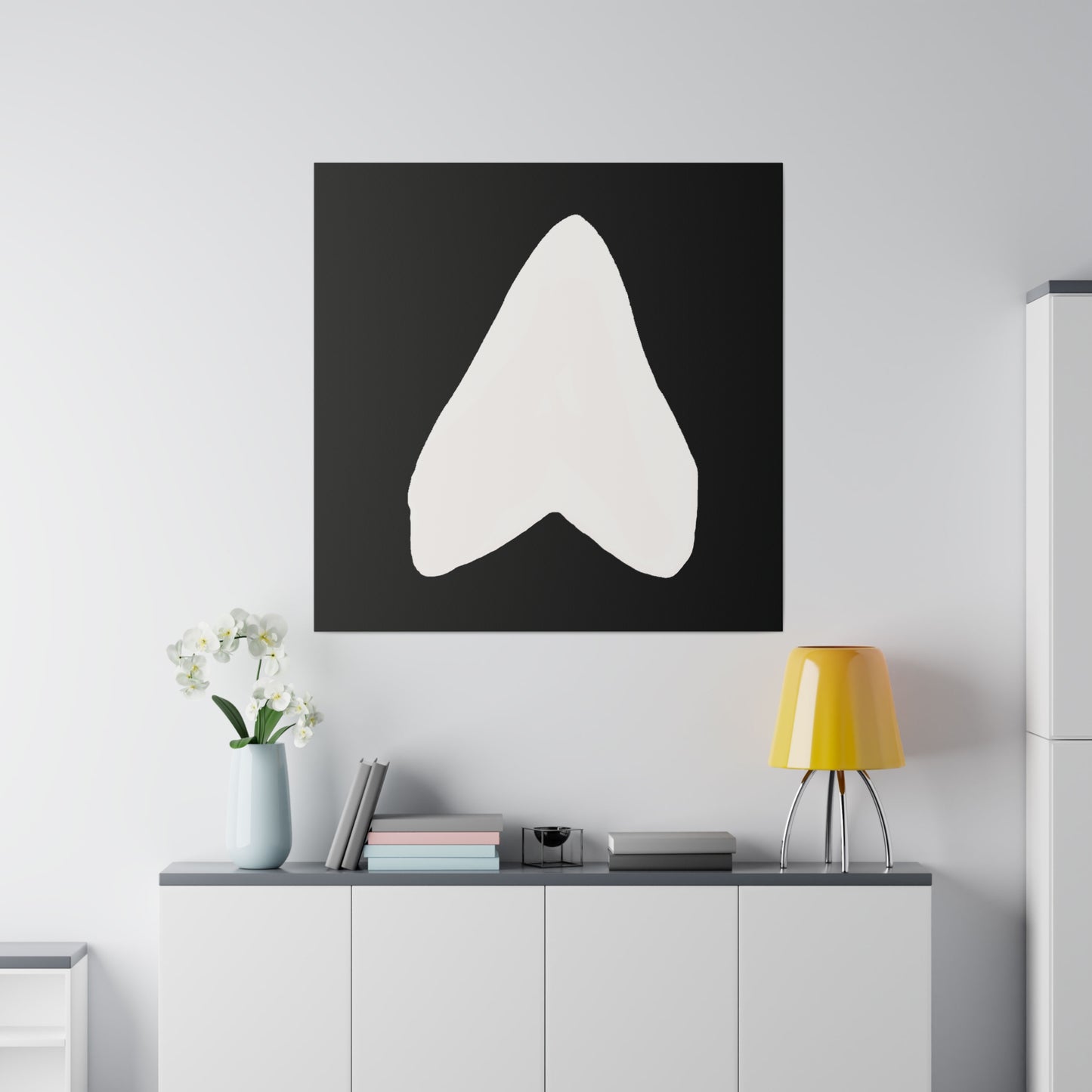 Black and White Otodus megalodon Canvas Print Wall Art Décor