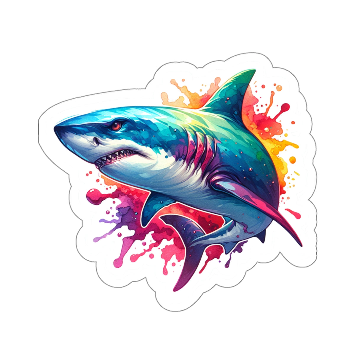 Colorful Great White Shark Sticker