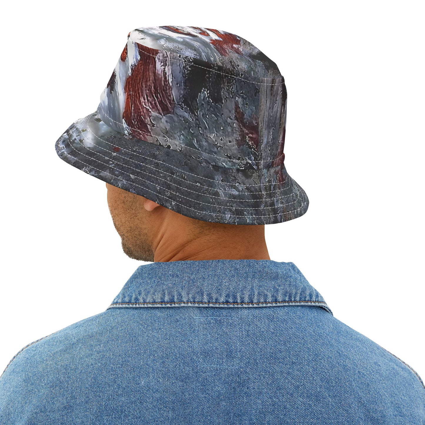 Rock Art-Inspired Floppy Bucket Hat –Stromatolite Collenia undosa- Unique Tie-Dye Ish Design