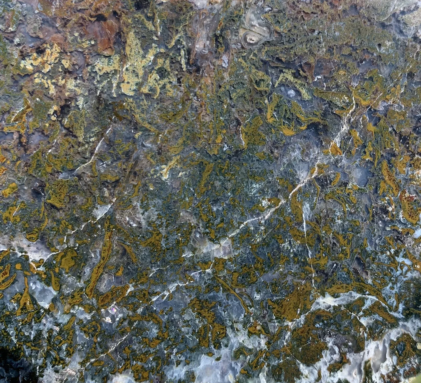 Polished Yellow Green Moss Agate from Indonesia, Slab, Slice