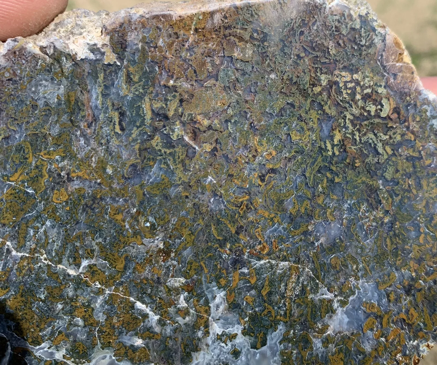 Polished Yellow Green Moss Agate from Indonesia, Slab, Slice