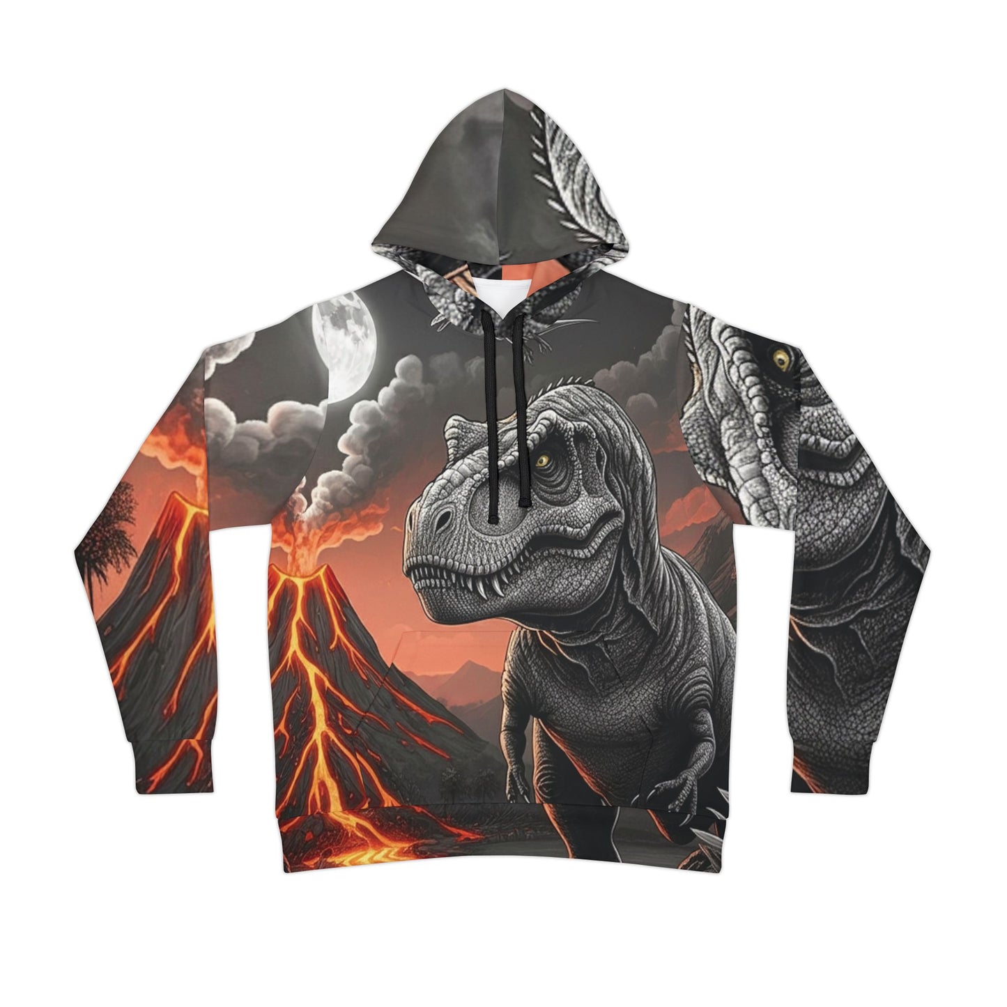 Black white and red Tyrannosaurus rex pullover hoodie adult hooded dinosaur sweatshirt for men and women