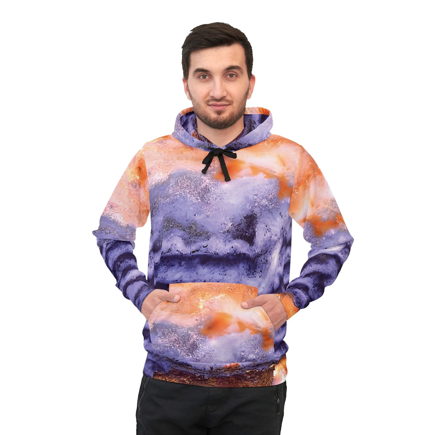 Vibrant rock art hoodies – Unique unisex custom hooded sweatshirt with a colorful fossil bog jasper tie dye like patterns for men and women