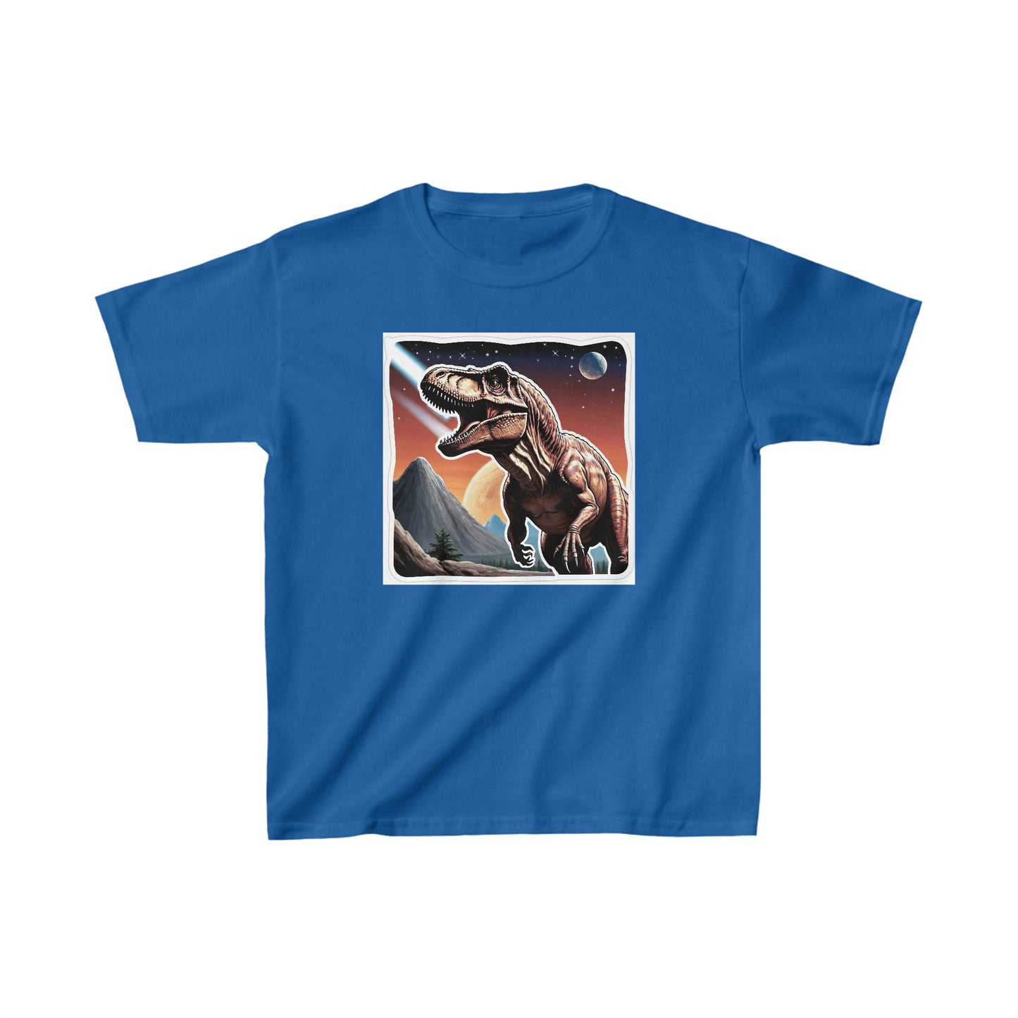 Kids Tyrannosaurus rex with Mountains Dinosaur T-shirt