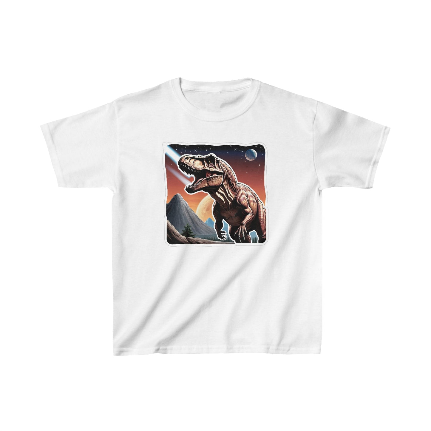 Kids Tyrannosaurus rex with Mountains Dinosaur T-shirt