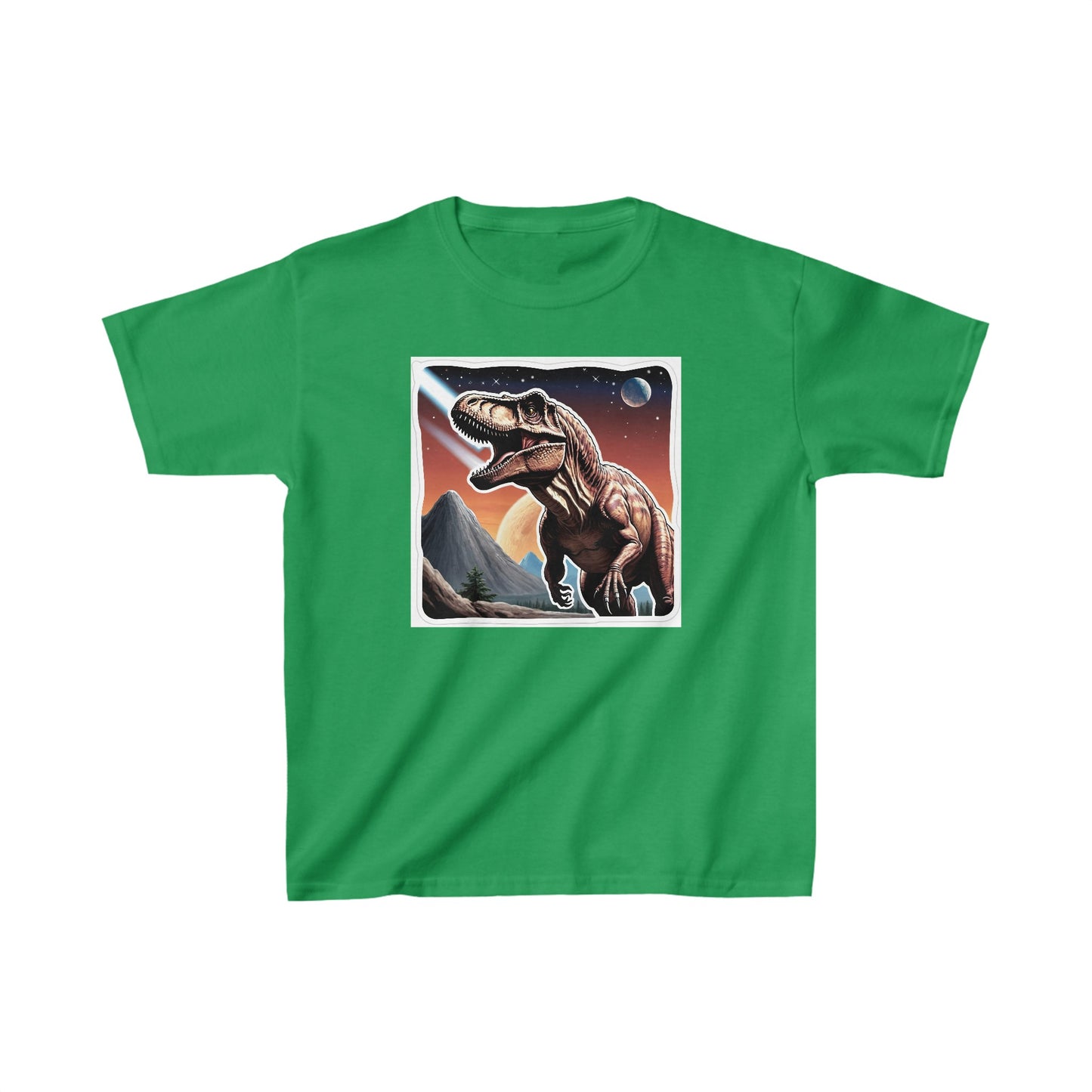 Kids Tyrannosaurus rex with Mountains Dinosaur T-shirt