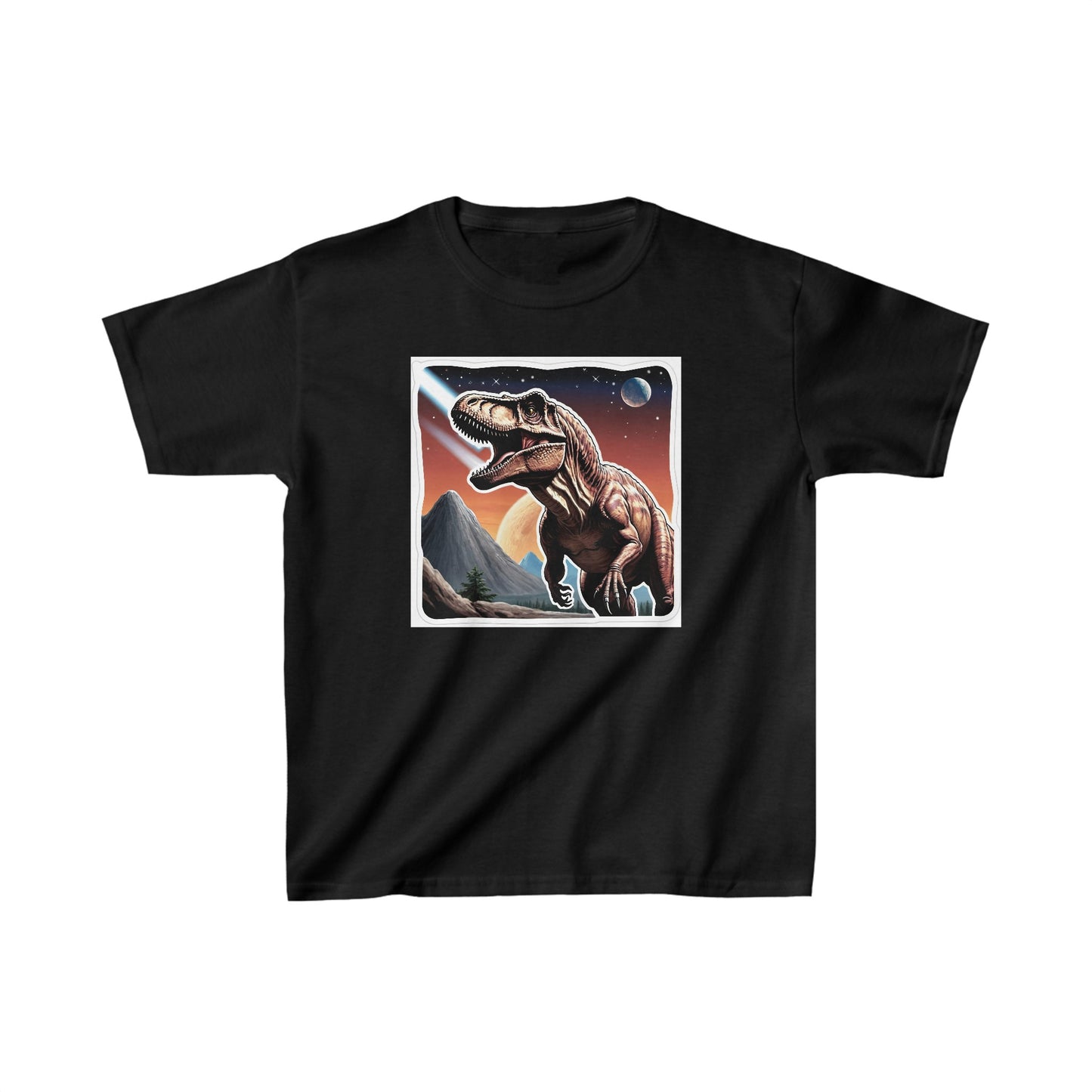 Kids Tyrannosaurus rex with Mountains Dinosaur T-shirt