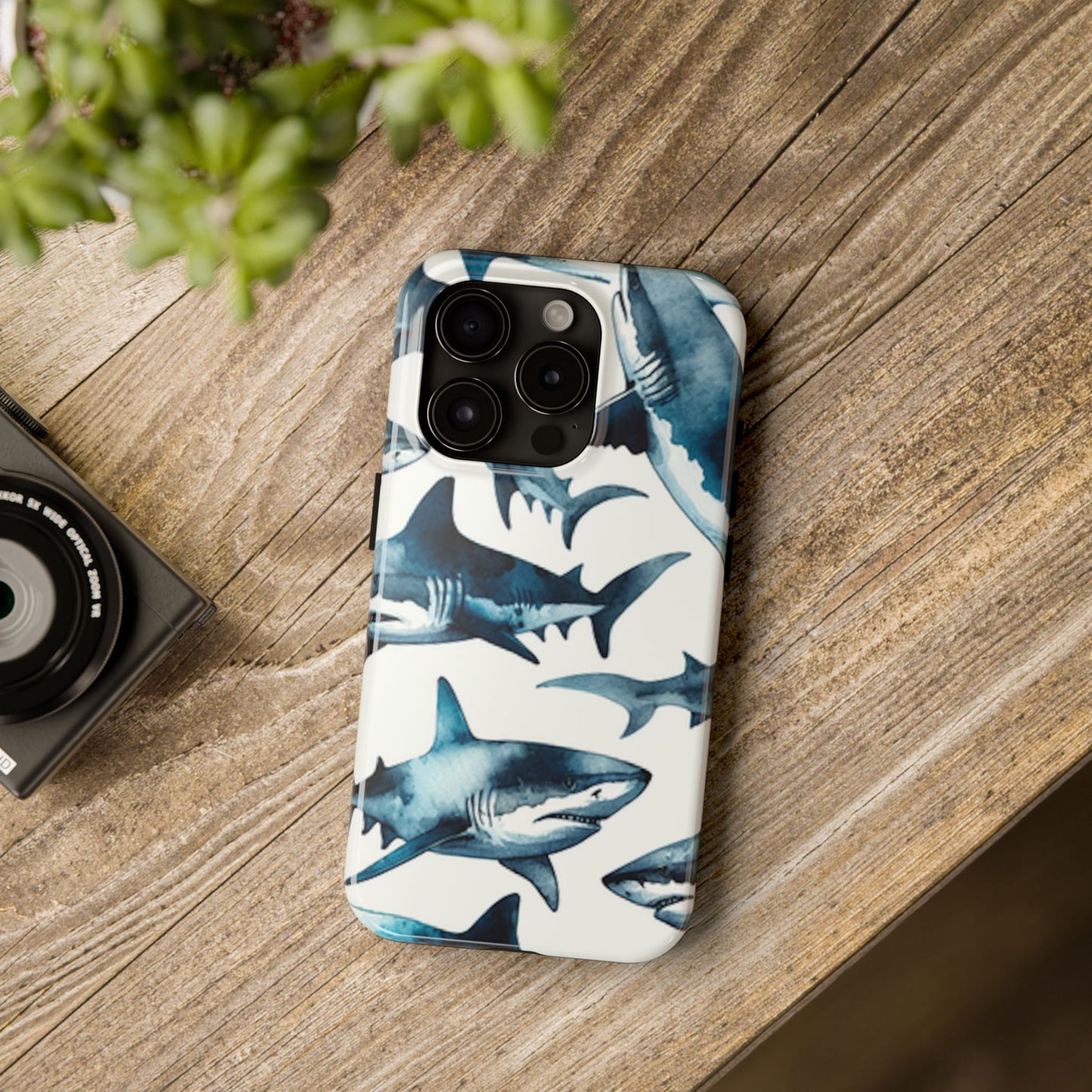 Shark Pattern iPhone 15 Tough Phone Case