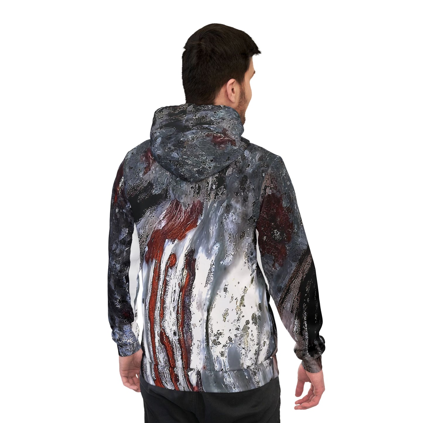 Vibrant rock art hoodies – Unique unisex custom hooded sweatshirt with a colorful stromatolite Collenia undosa tie dye like patterns for men and women