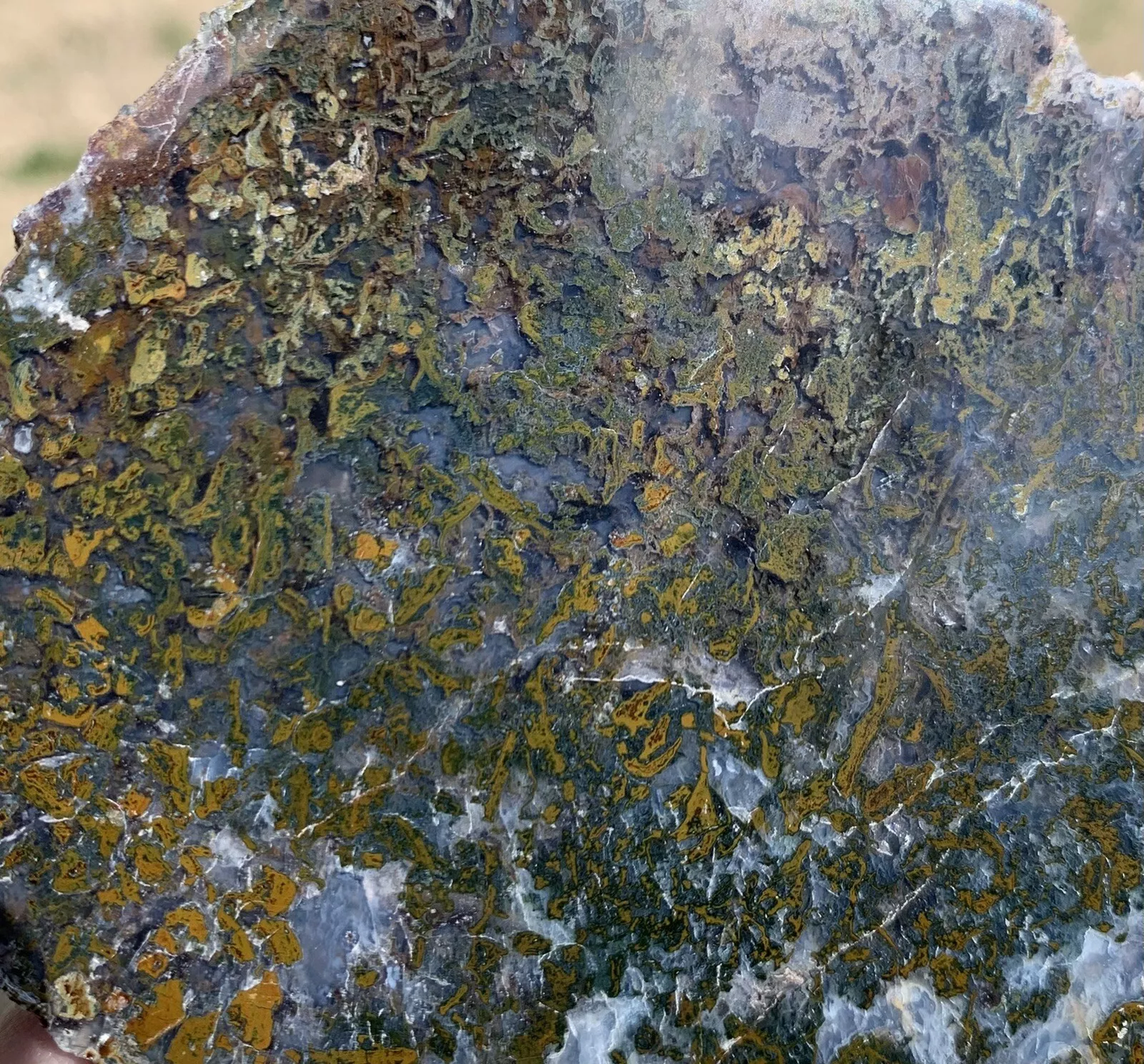 Polished Yellow Green Moss Agate from Indonesia, Slab, Slice