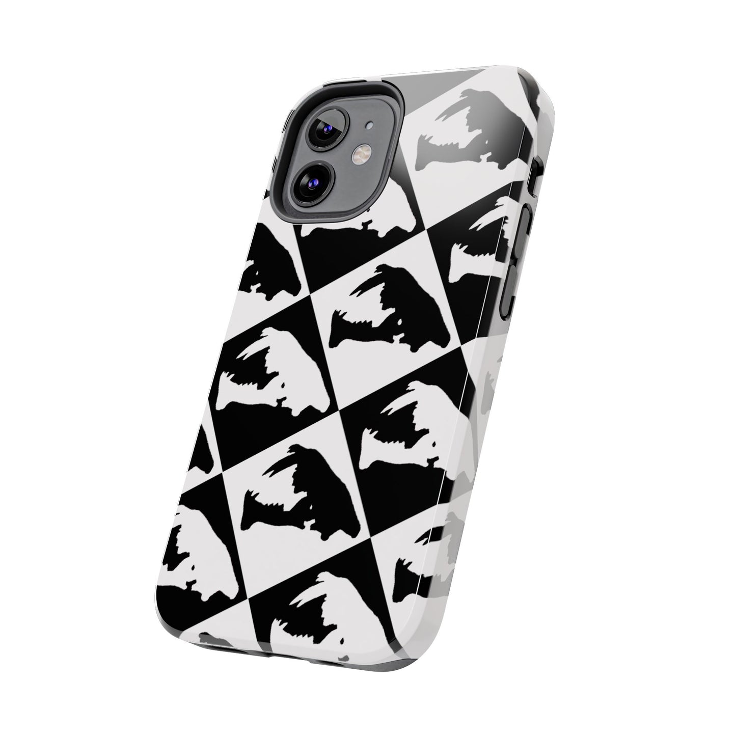 Black & White Pattern Saber Cat iPhone 12 Tough Phone Case