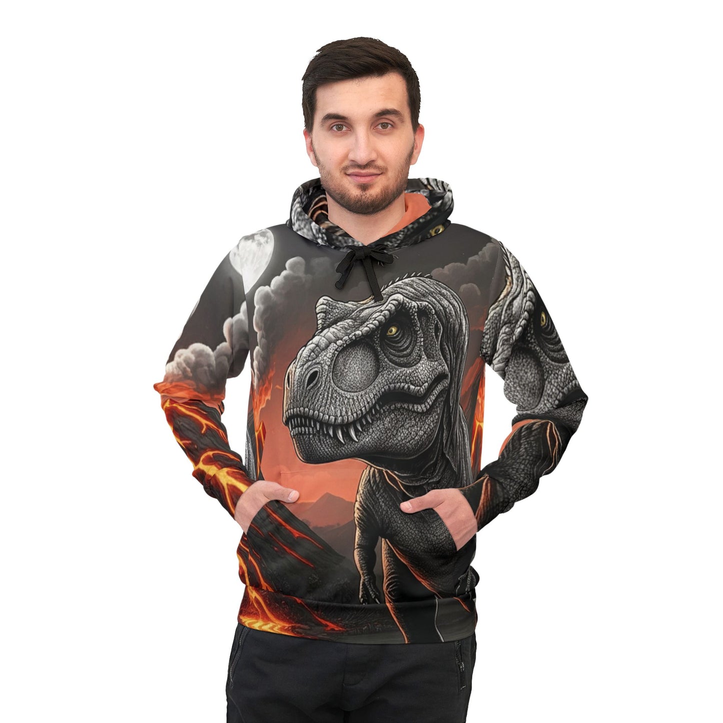 Black white and red Tyrannosaurus rex pullover hoodie adult hooded dinosaur sweatshirt for men and women
