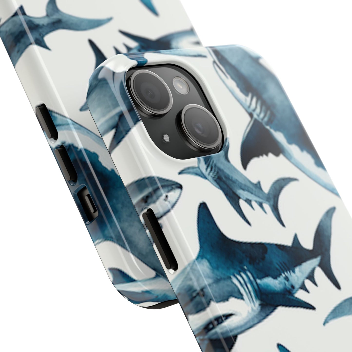 Shark Pattern iPhone 15 Tough Phone Case