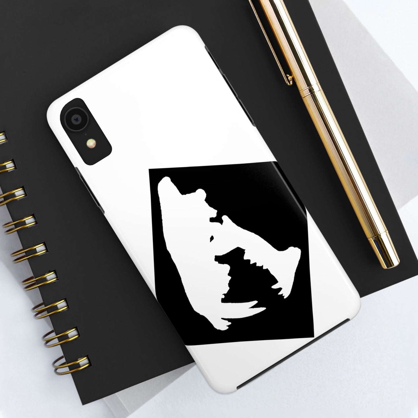 Black & White Saber Cat iPhone X Tough Phone Case
