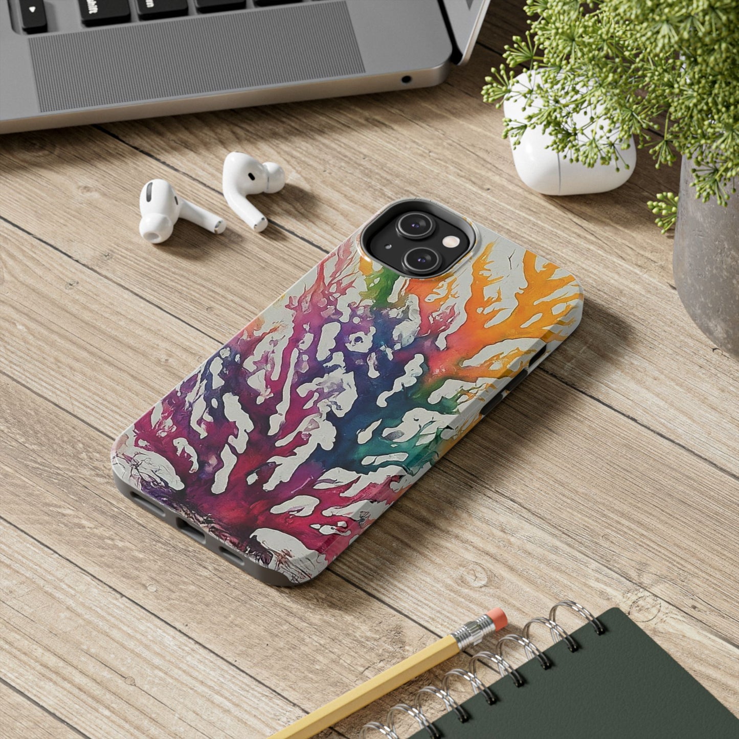 Water color Coral iPhone 14 Tough Phone Case