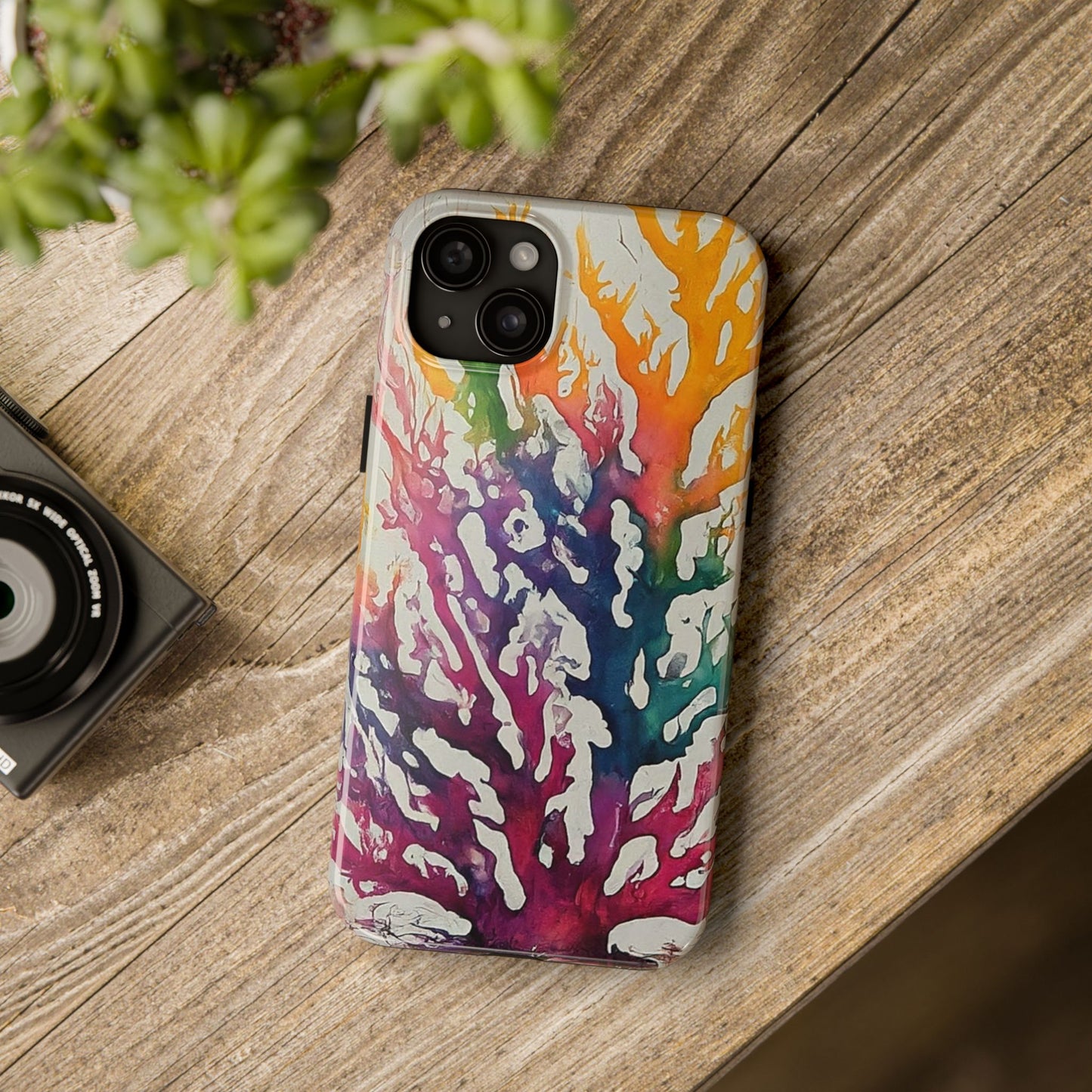 Water color Coral iPhone 15 Tough Phone Case