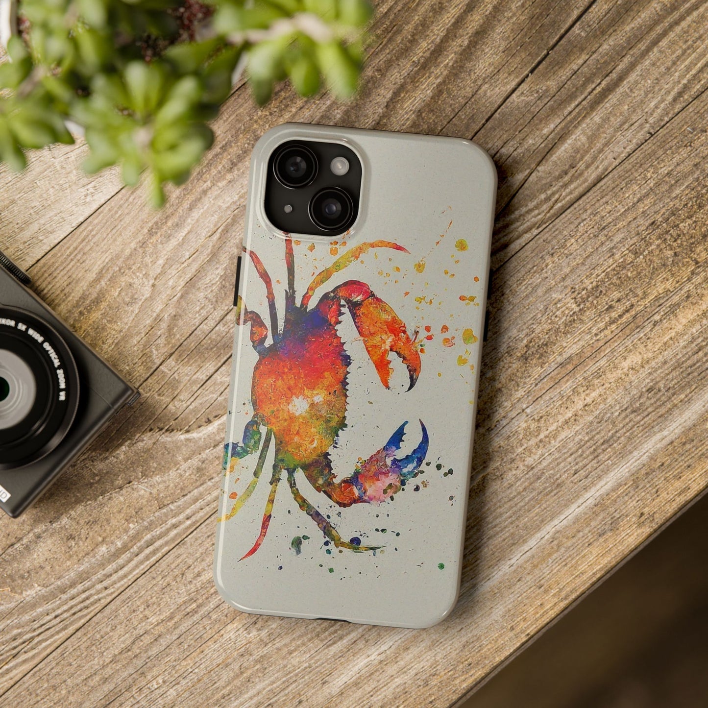 Water Color Crab iPhone 15 Tough Phone Case