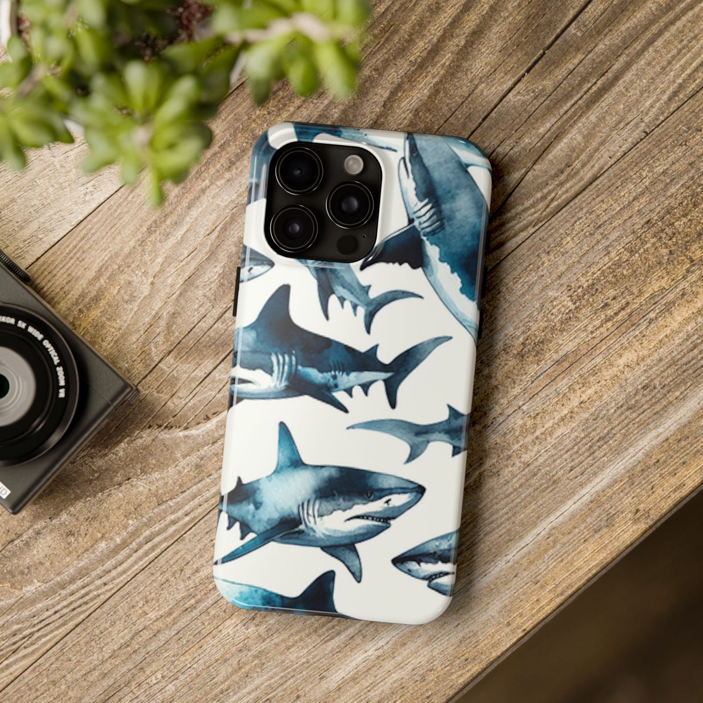 Shark Pattern iPhone 15 Tough Phone Case